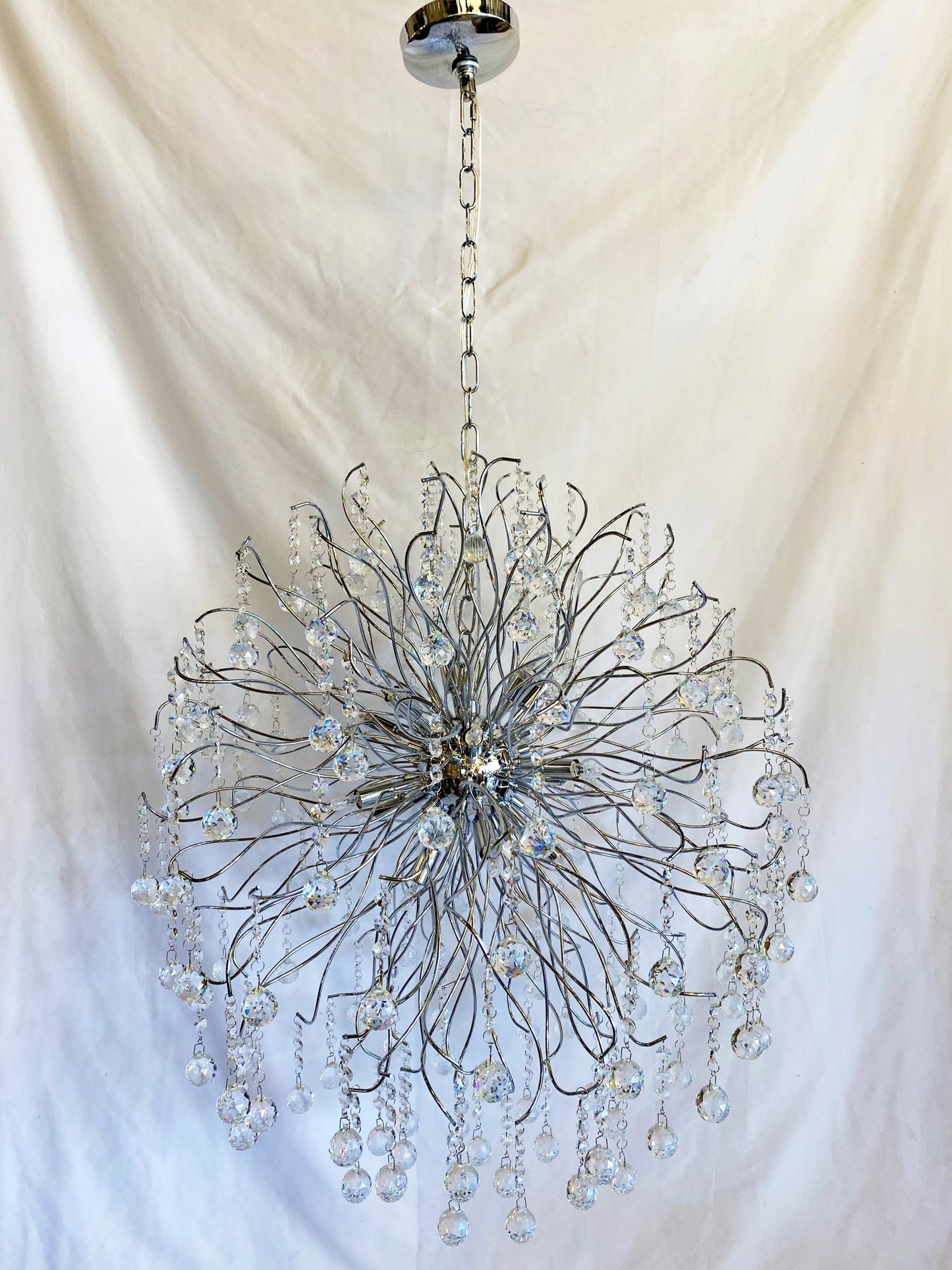 Chandelier 30" Wide Chrome Crystal Pendant Light - Spot Light Inc