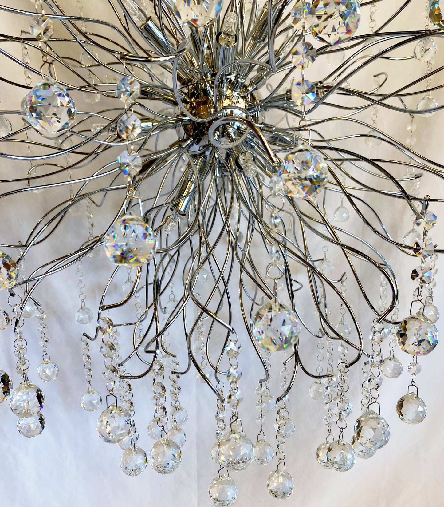 Chandelier 30" Wide Chrome Crystal Pendant Light - Spot Light Inc