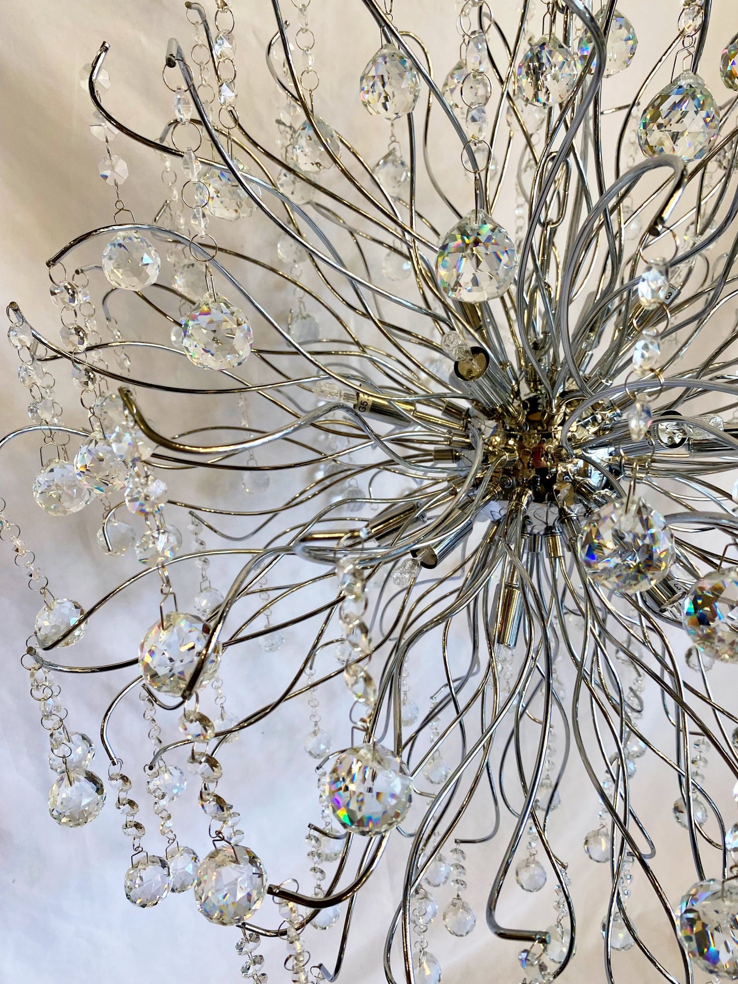 Chandelier 30" Wide Chrome Crystal Pendant Light - Spot Light Inc