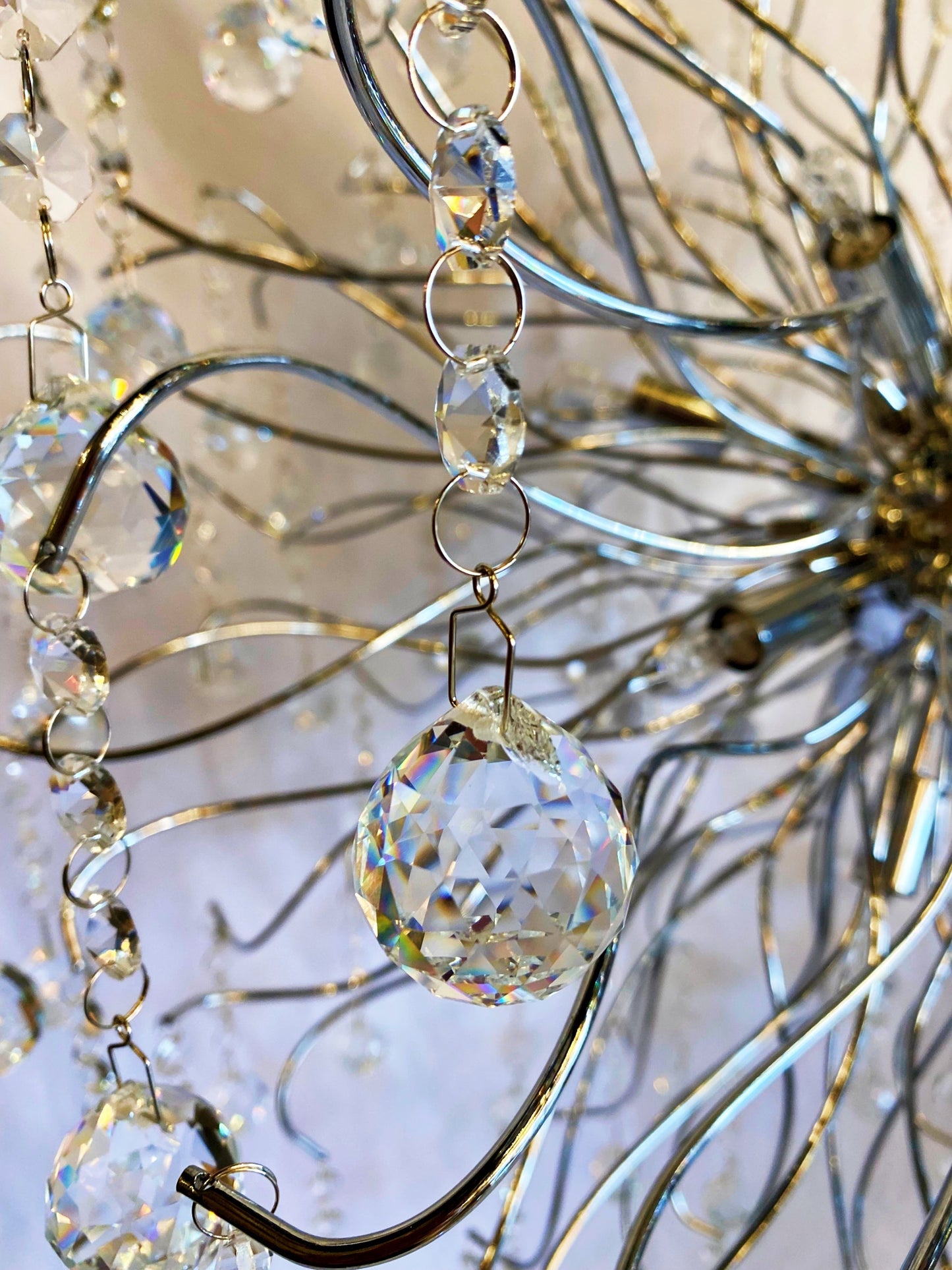 Chandelier 30" Wide Chrome Crystal Pendant Light - Spot Light Inc