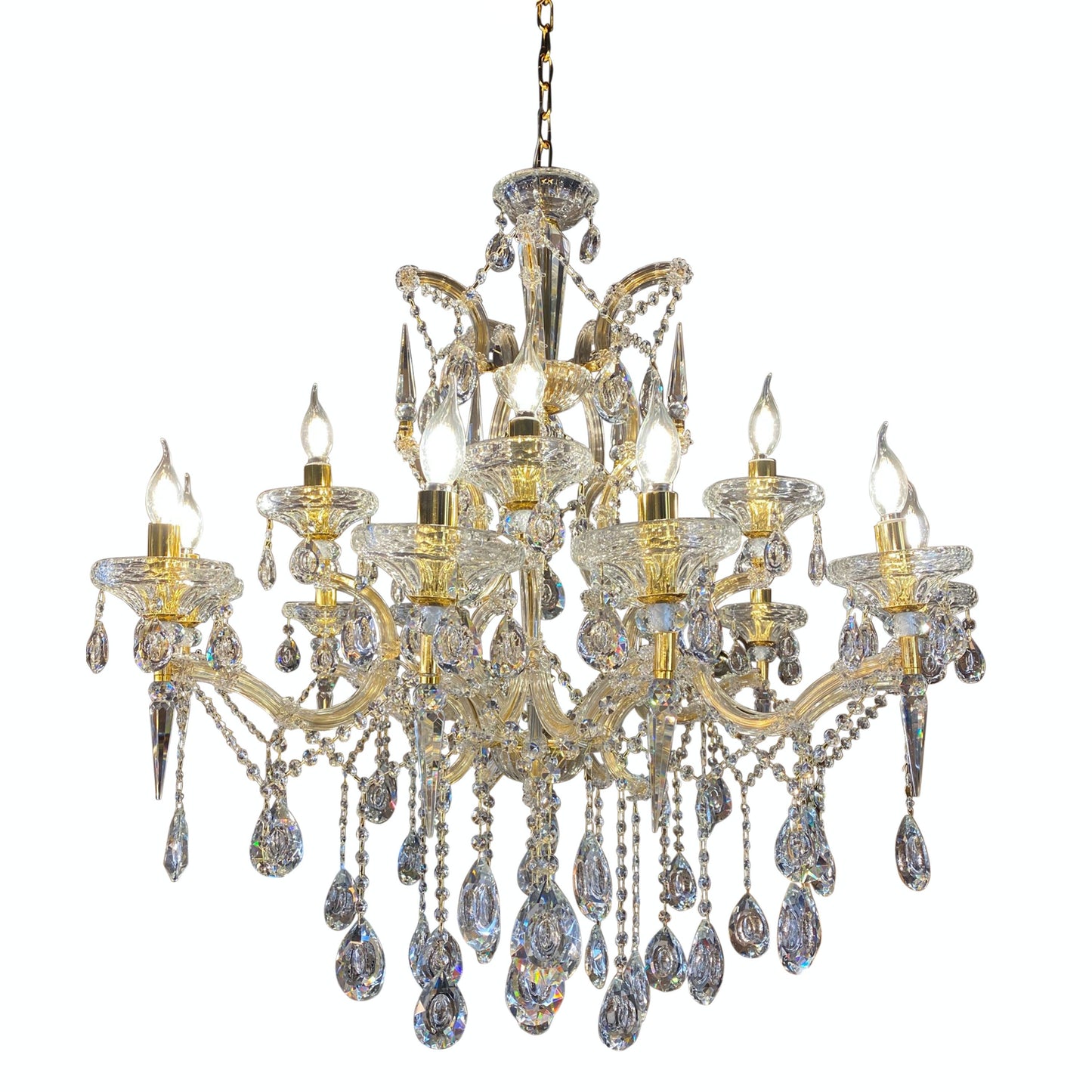 Maria Theresa 35" Wide Gold 15-Light Crystal Chandelier - Spot Light Inc