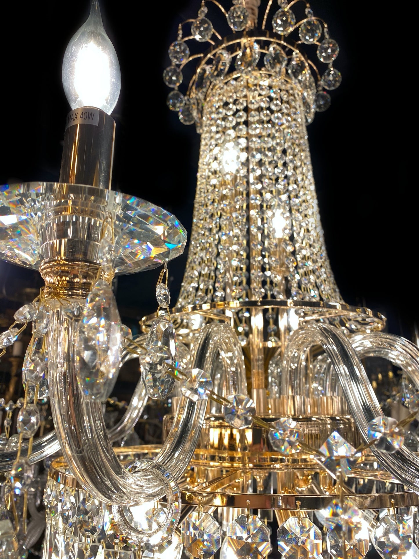 Chandelier 20- Lights Crystal Chandelier 35" Wide Gold Finish - Spot Light Inc