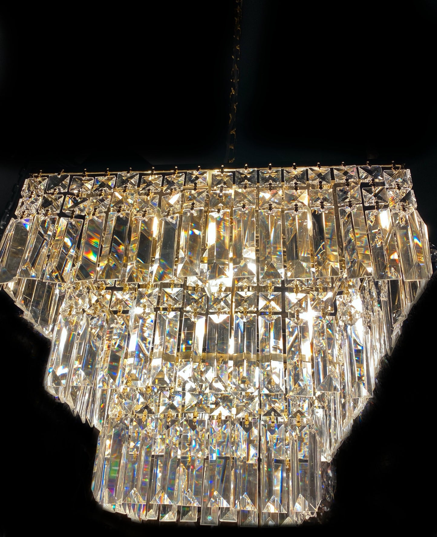 Square Chandelier 16" Wide Crystal Clear Flush mount - Spot Light Inc