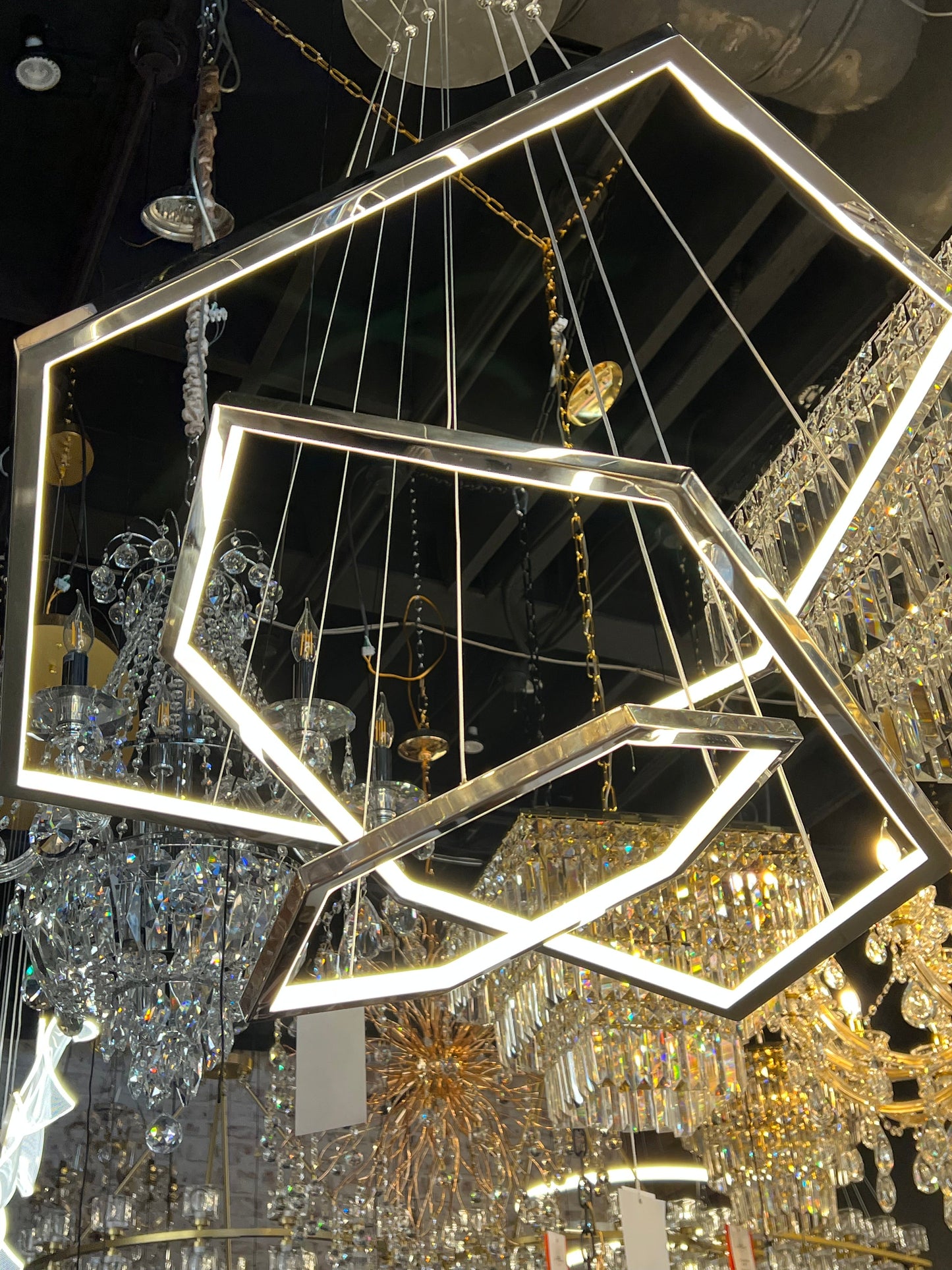 Chandelier LED Adjustable 31" Wide Chrome Finish - Spot Light Inc