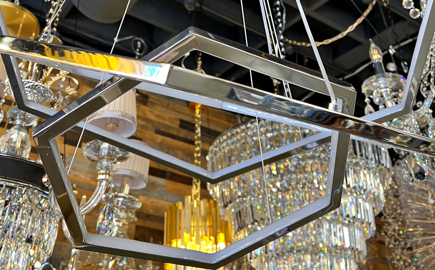 Chandelier LED Adjustable 31" Wide Chrome Finish - Spot Light Inc