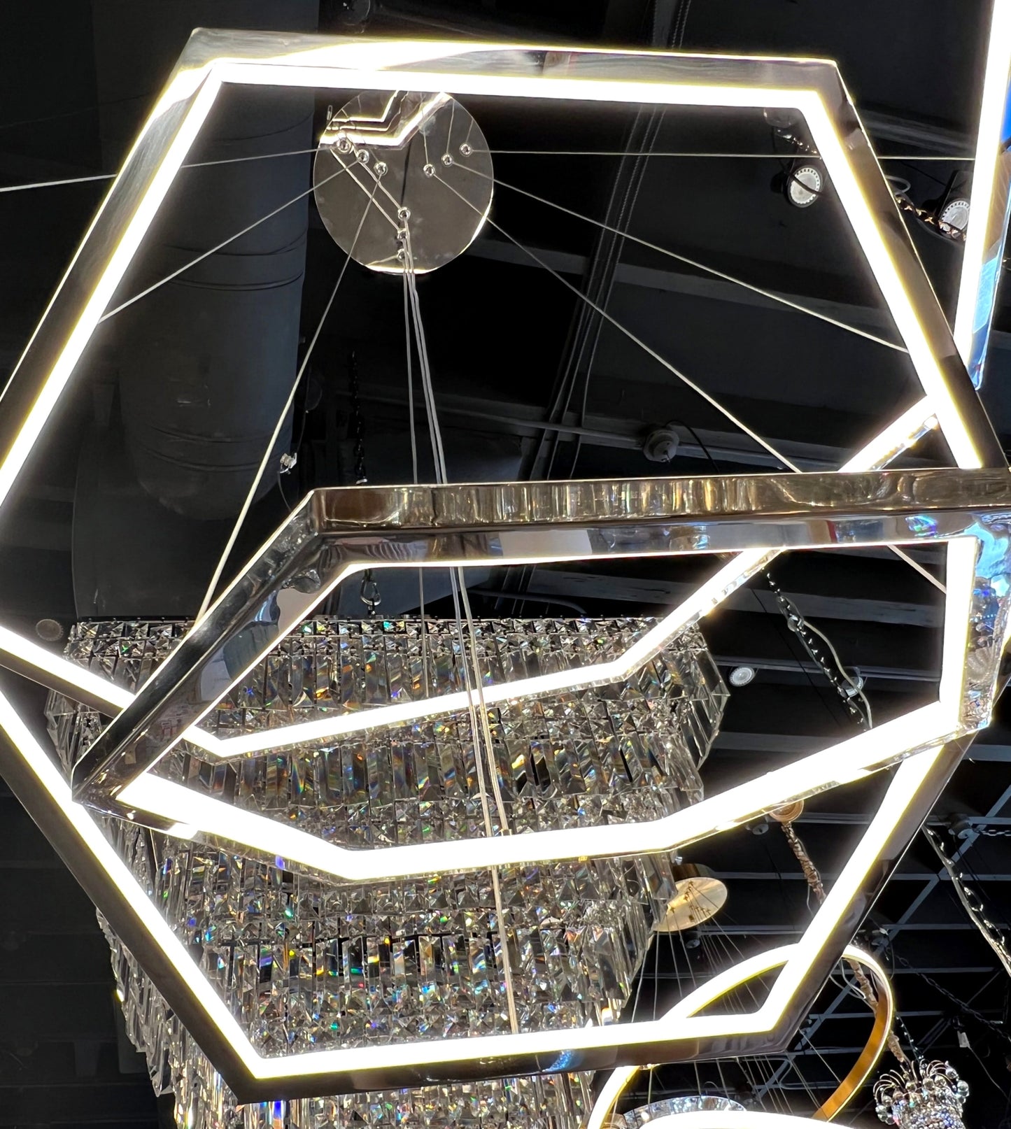 Chandelier LED Adjustable 31" Wide Chrome Finish - Spot Light Inc