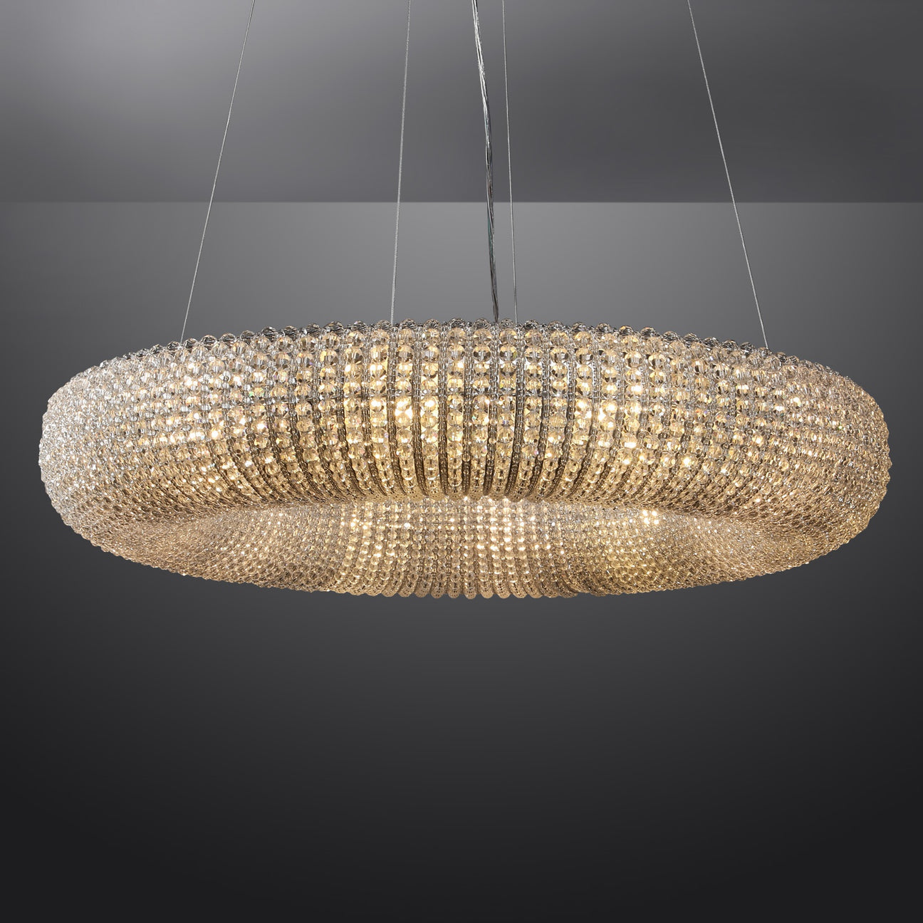 Crystal Chandelier Chrome Round Lighting Fixture 32" W - Spot Light Inc