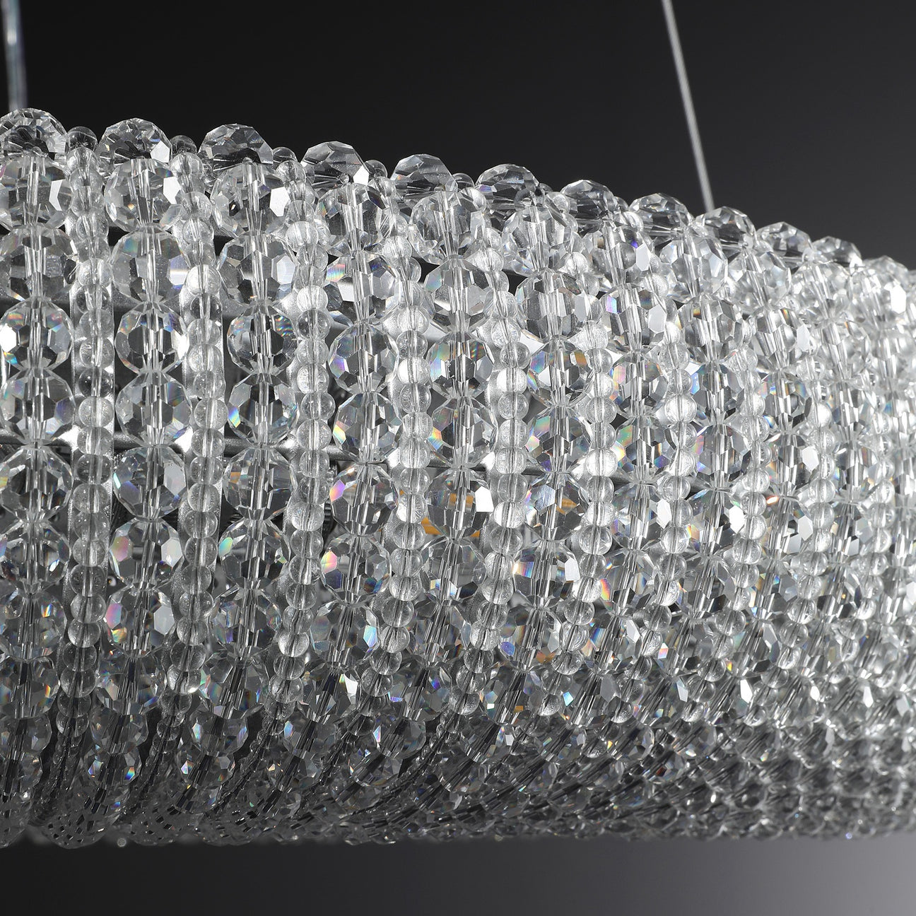 Crystal Chandelier Chrome Round Lighting Fixture 32" W - Spot Light Inc