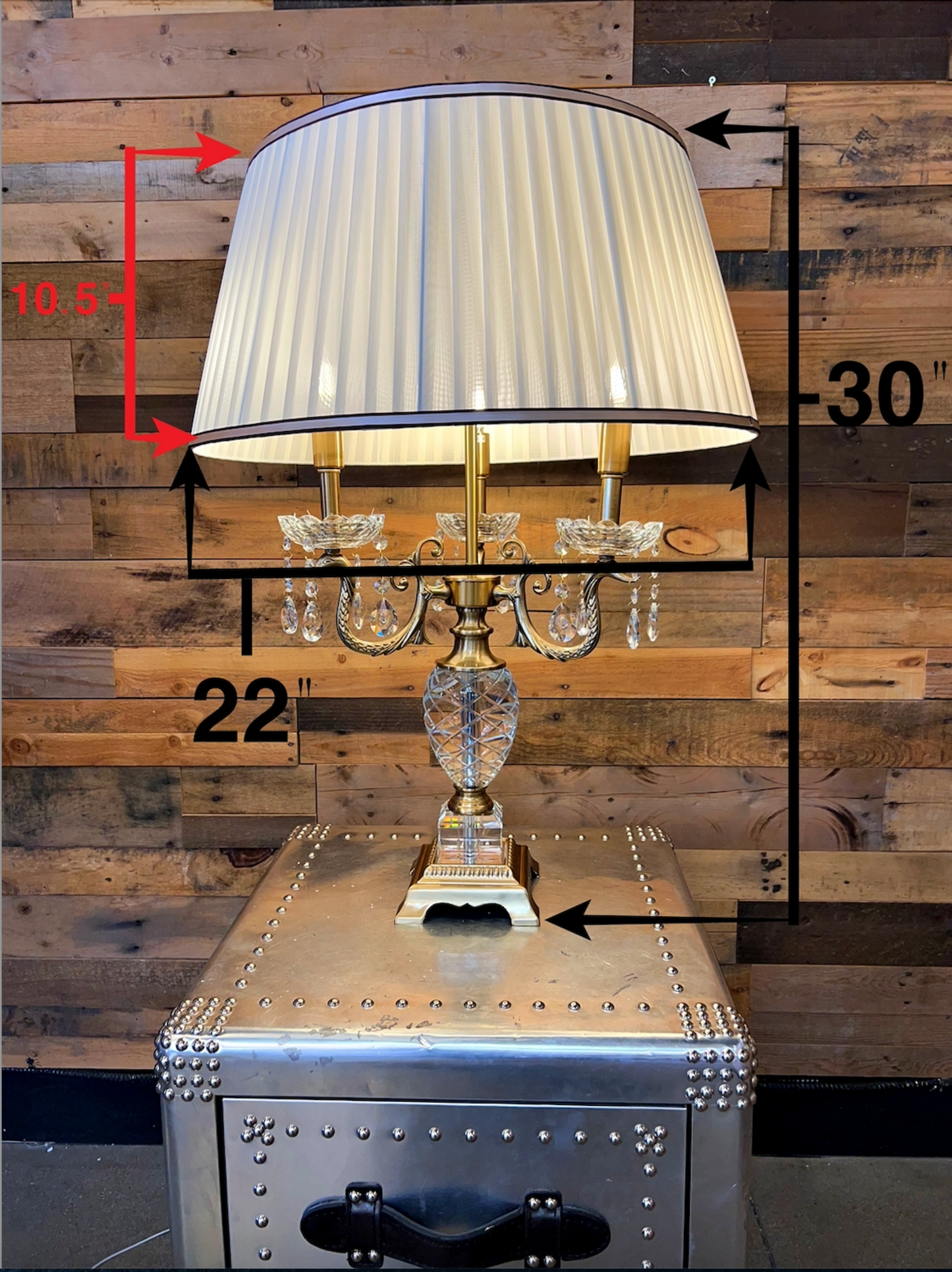 Crystal Brass Table Lamp 3-Light Brass Lamps - Spot Light Inc