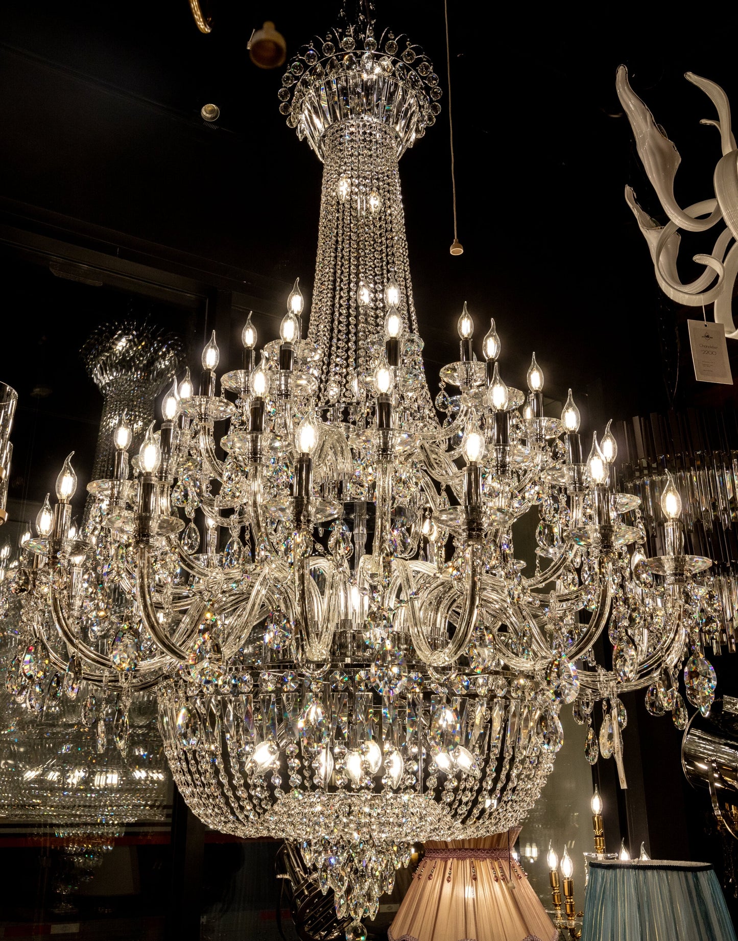 Chandelier Crystal 56" Wide 64-Lights Chrome - Spot Light Inc