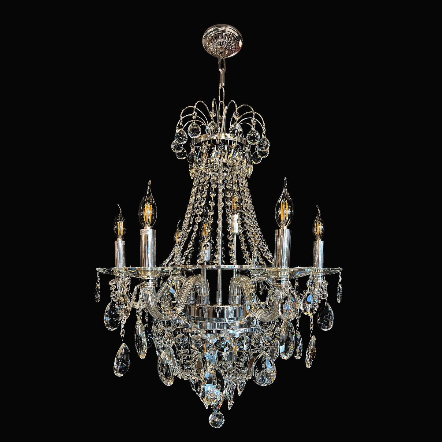 Chandelier 26" Wide Chrome 11- Lights Crystal Pendant Light - Spot Light Inc