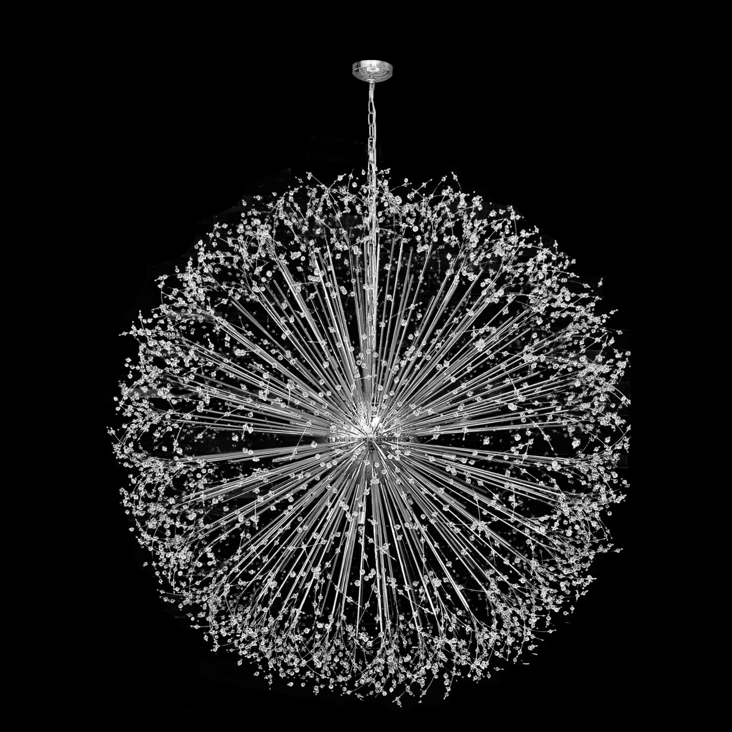Crystal Starburst Chandelier 63" Wide Chrome Finish