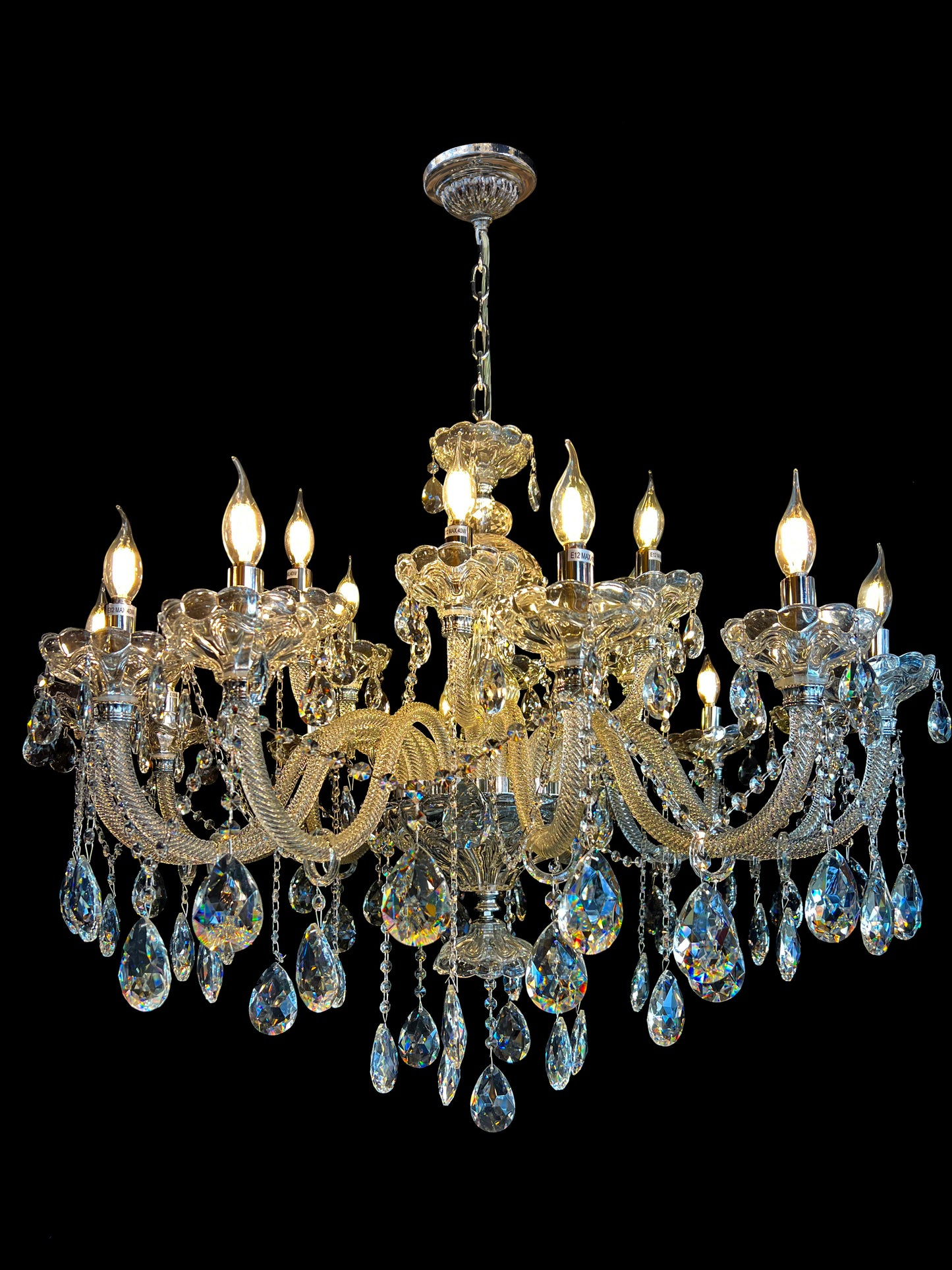 Crystal Chandelier 40" Wide 18-Lights Chrome