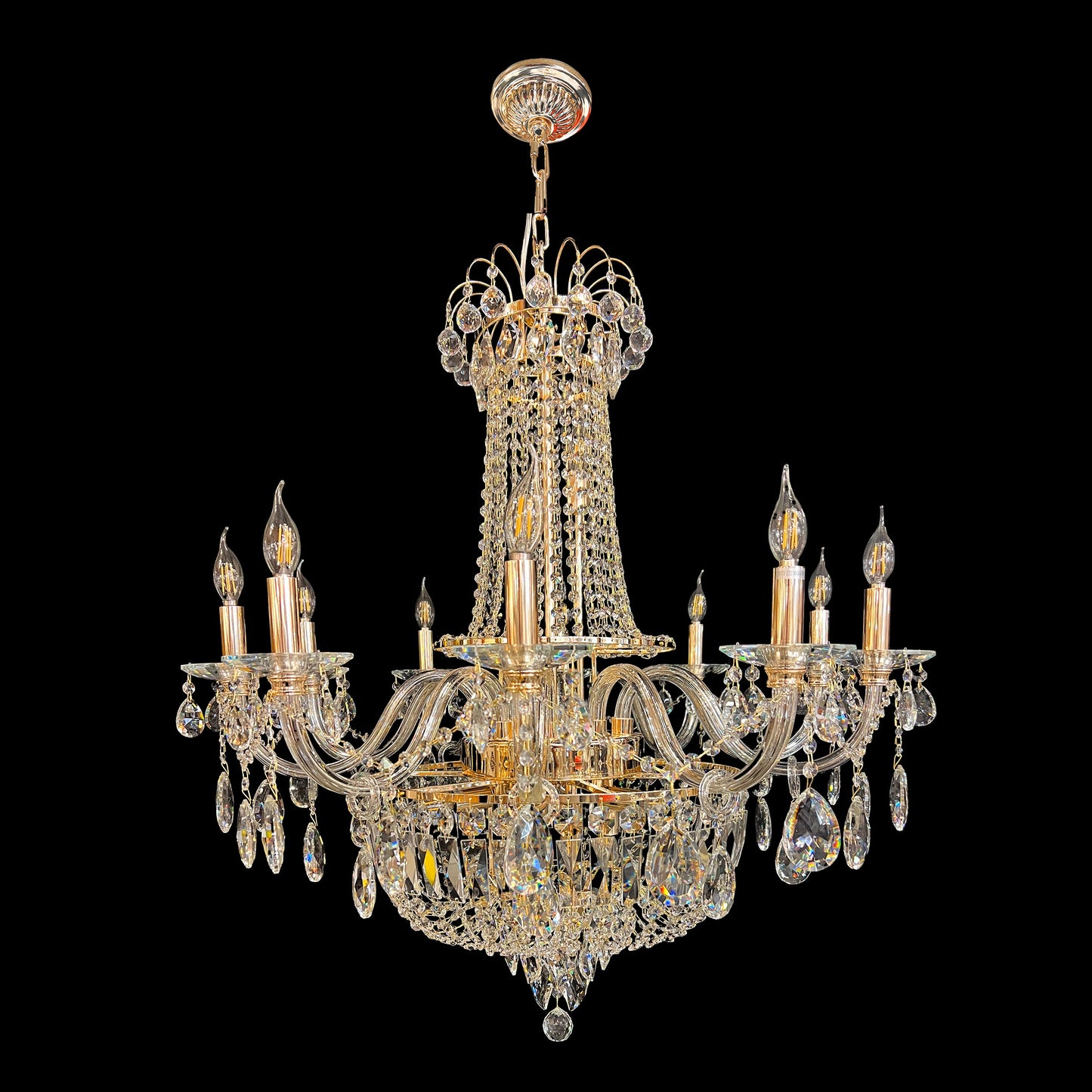 Chandelier 20- Lights Crystal Chandelier 35" Wide Gold Finish - Spot Light Inc