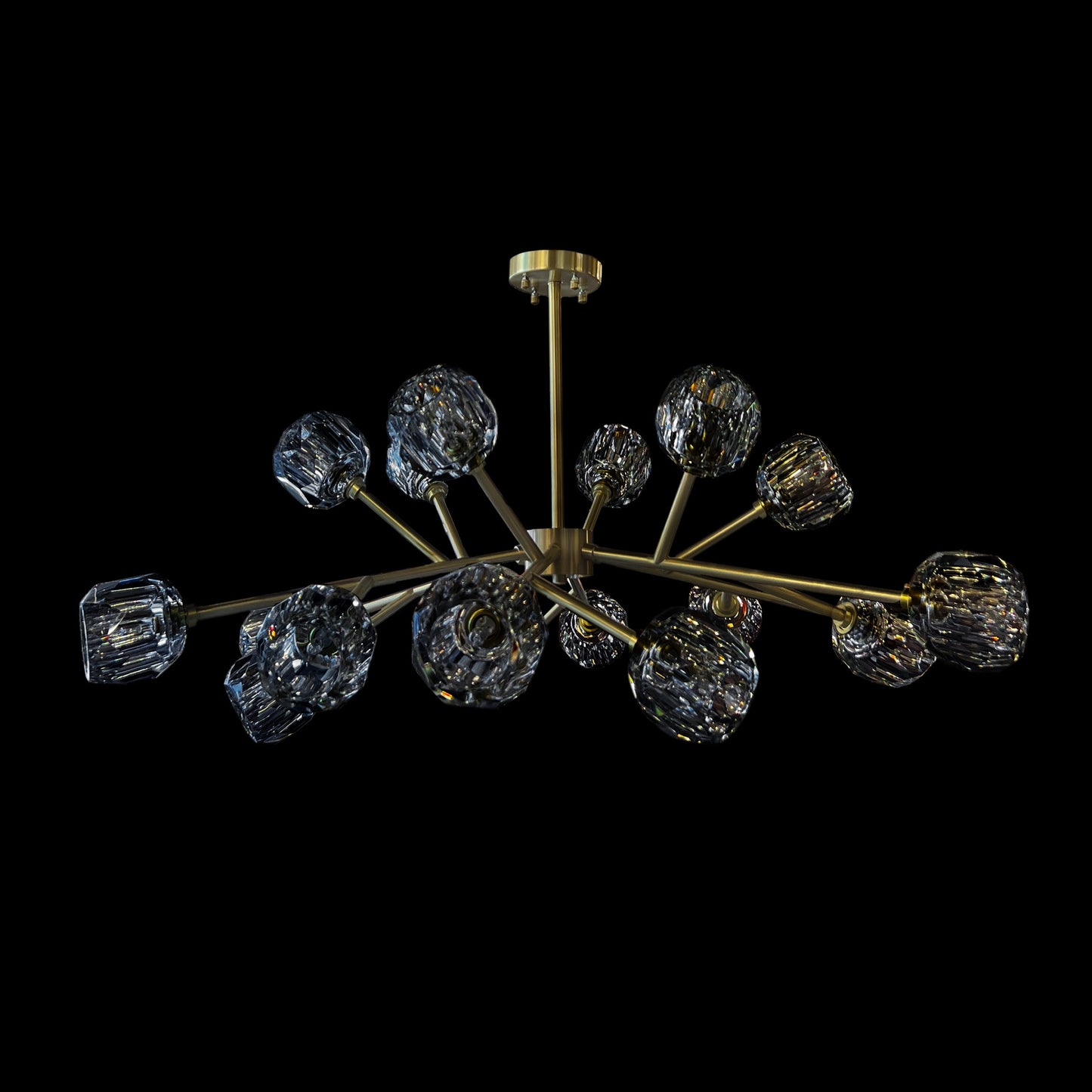 Chandelier 43" Wide 18- Lights Brass Clear Crystal - Spot Light Inc