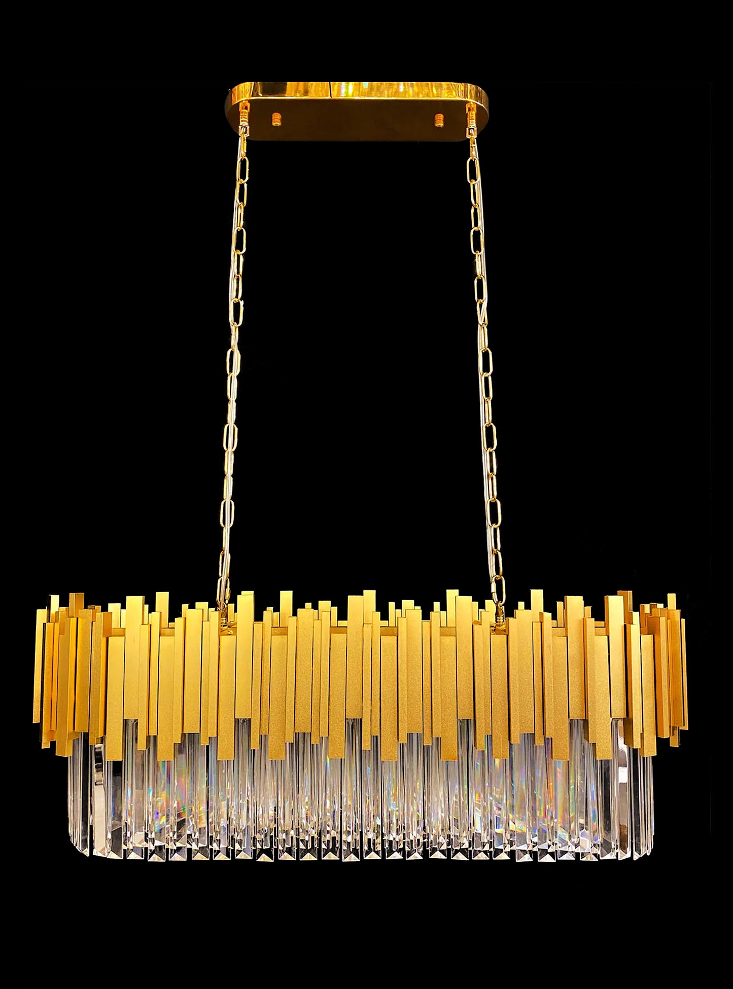 Luxury Chandelier 32" Wide Gold 8-Light Crystal Kitchen Island