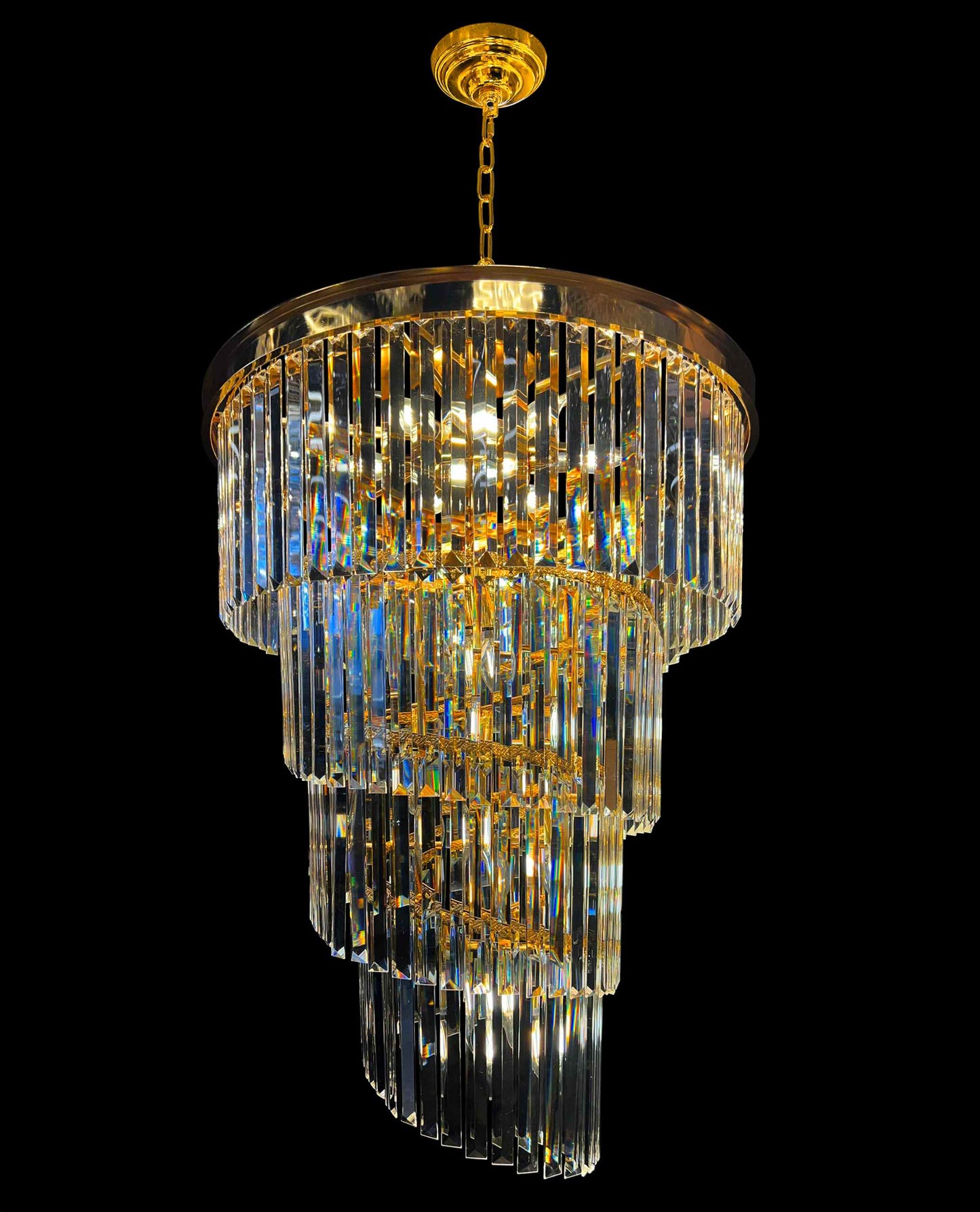 Chandelier 15- Lights Crystal 25.5" Wide Gold Finish