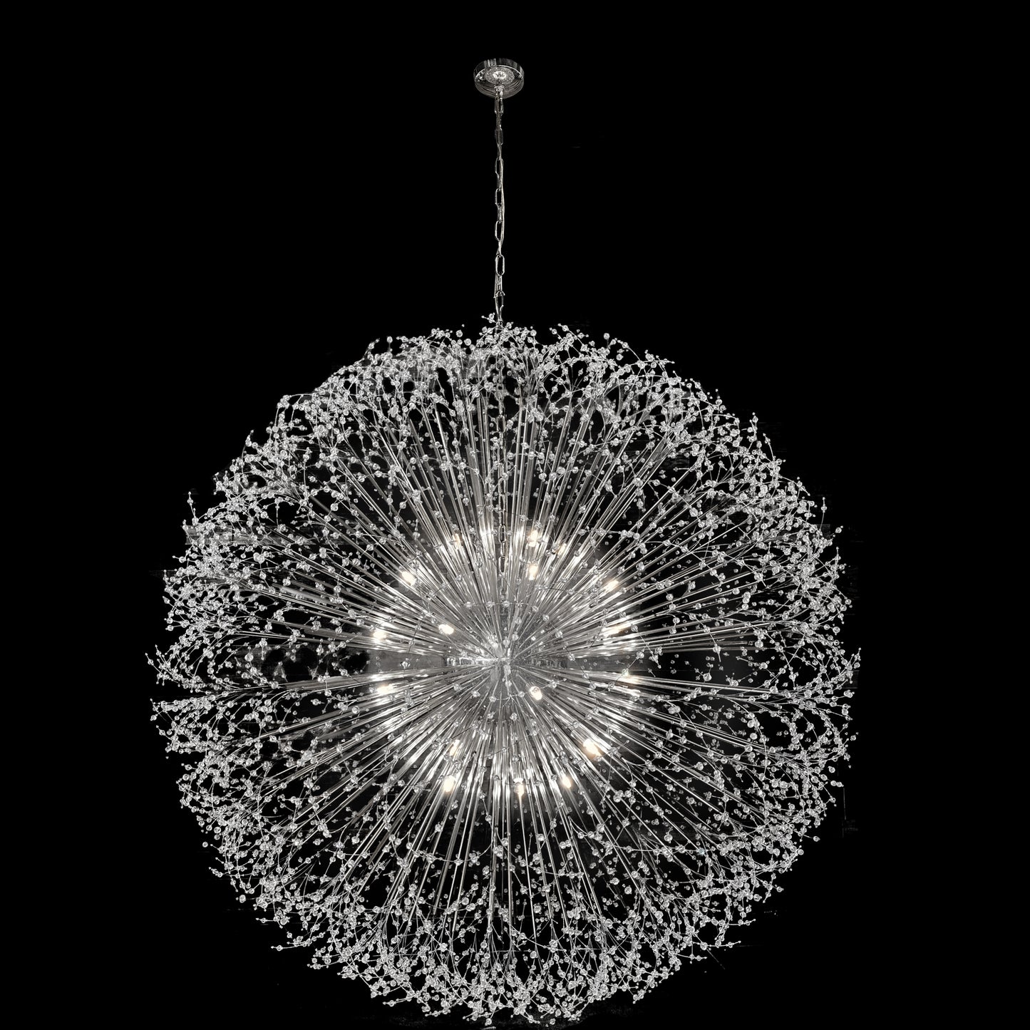 Crystal Starburst Chandelier 63" Wide Chrome Finish