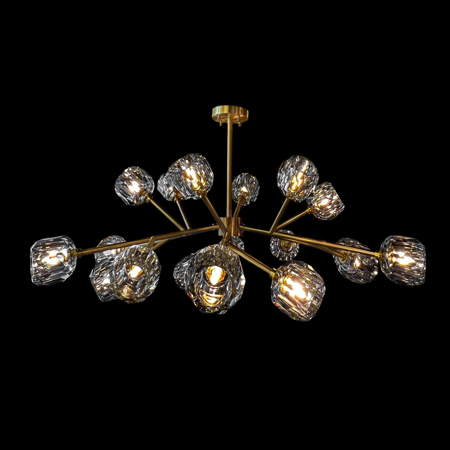 Chandelier 43" Wide 18- Lights Brass Clear Crystal - Spot Light Inc