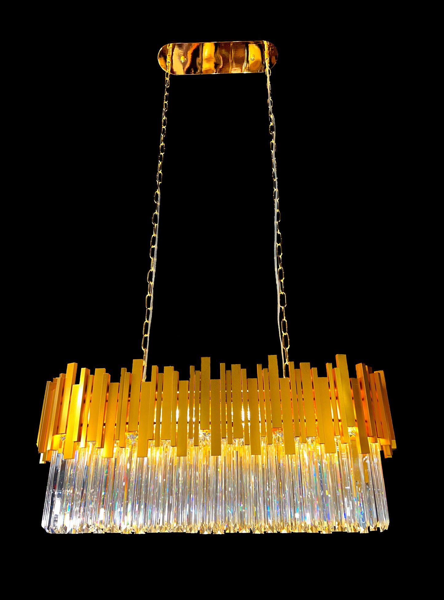 Luxury Chandelier 32" Wide Gold 8-Light Crystal Kitchen Island