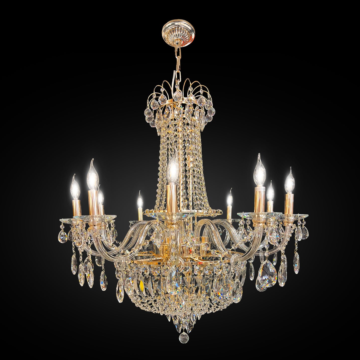 Chandelier 20- Lights Crystal Chandelier 35" Wide Gold Finish - Spot Light Inc