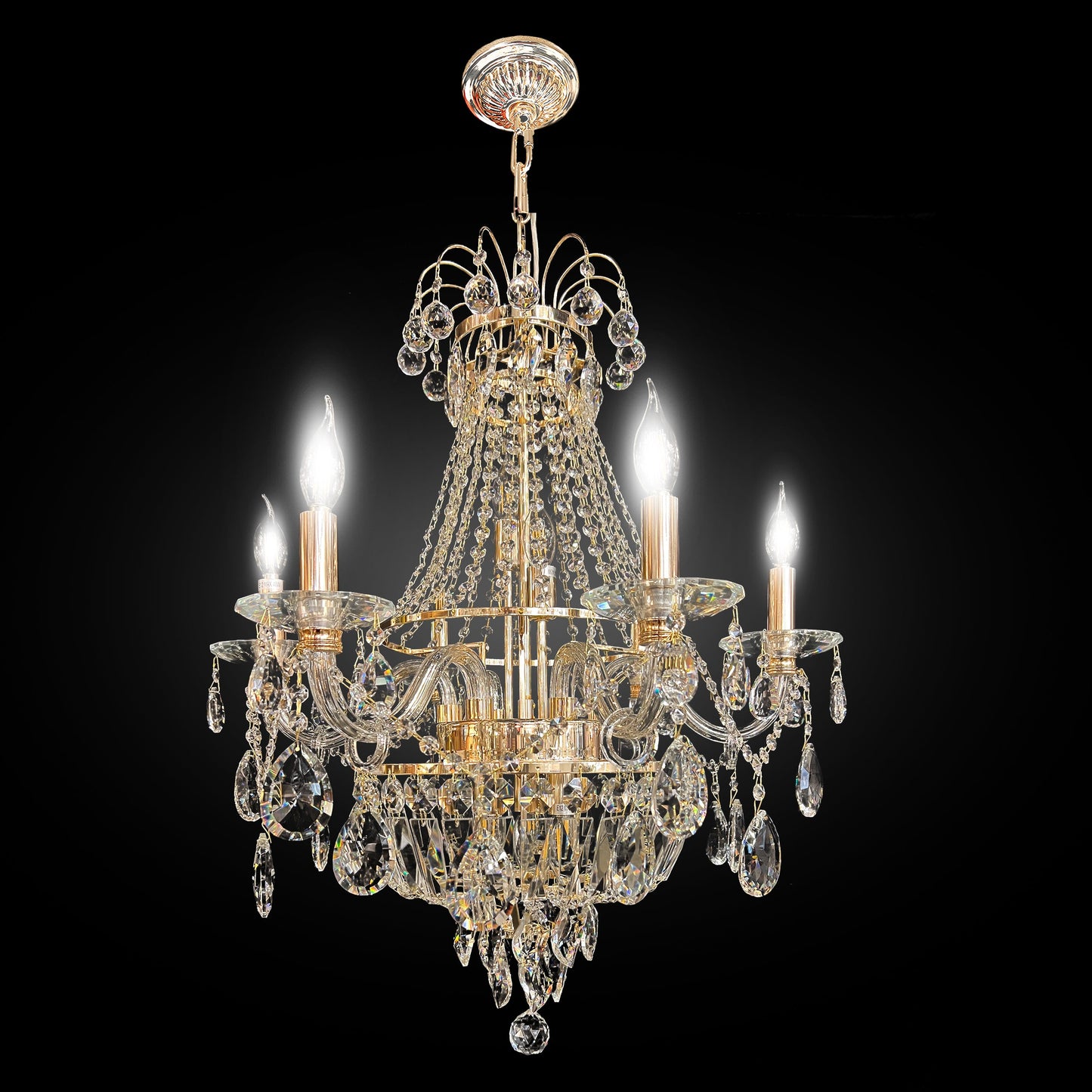 Chandelier 26" Wide 11- Lights Crystal Pendant Light Gold Finish - Spot Light Inc