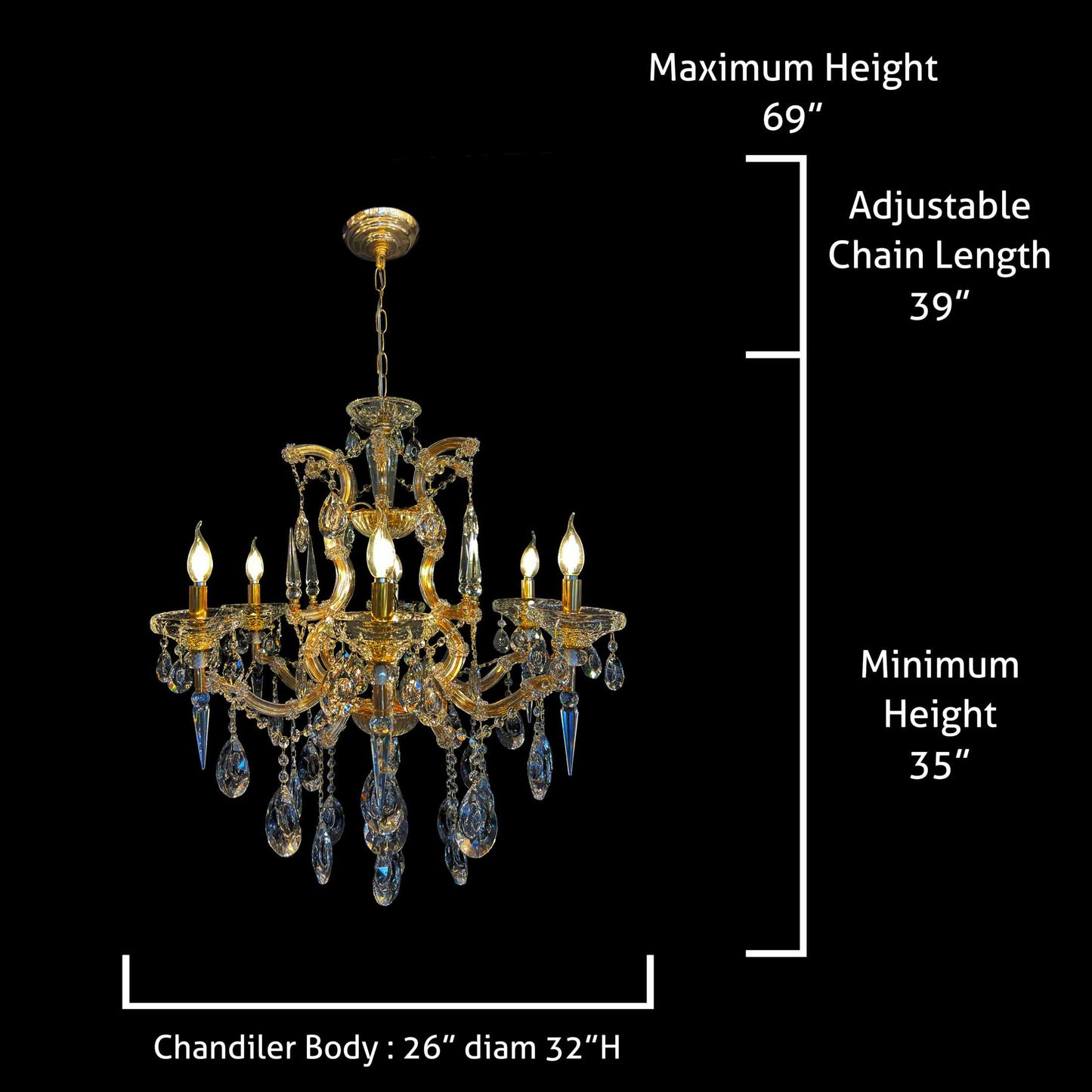 Maria Theresa Royal 26" Wide Gold 6- Light Crystal Chandelier