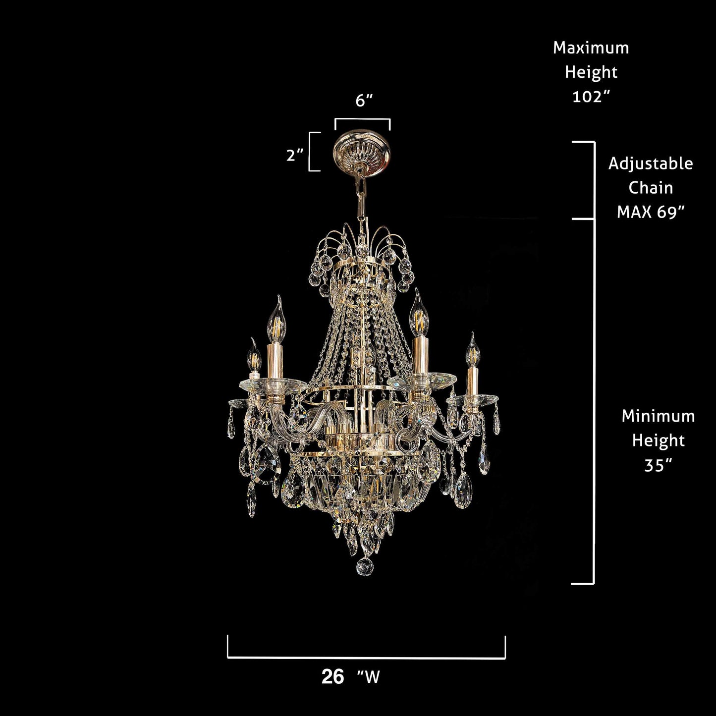 Chandelier 26" Wide 11- Lights Crystal Pendant Light Gold Finish - Spot Light Inc