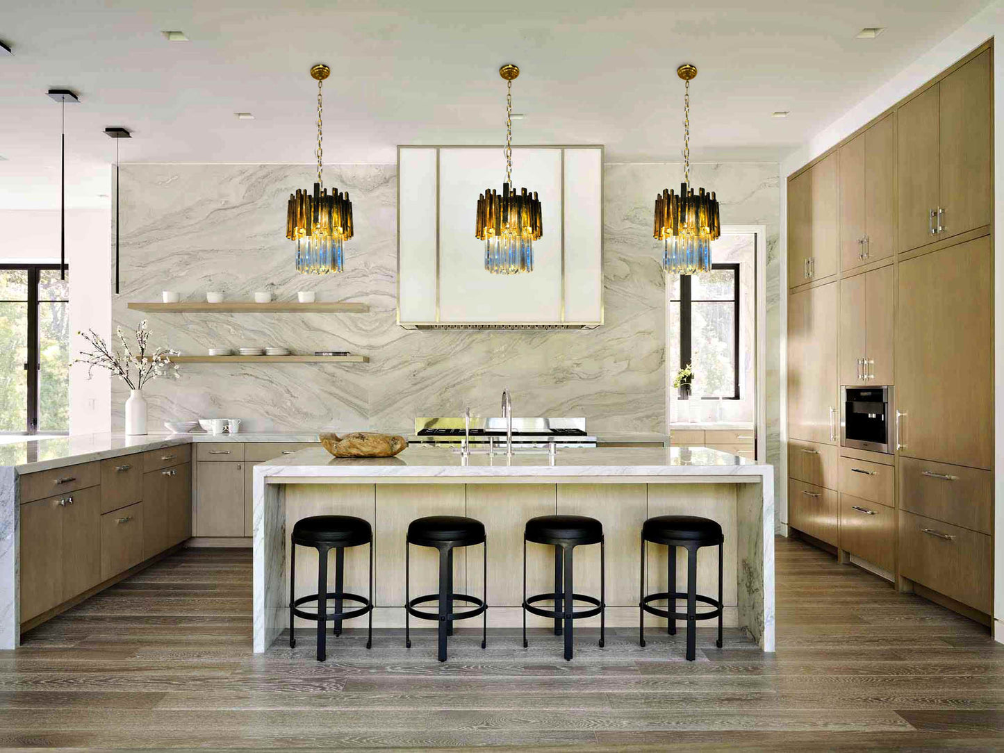 Luxury Chandelier 11" Wide Crystal LED 4-Light Pendant Light