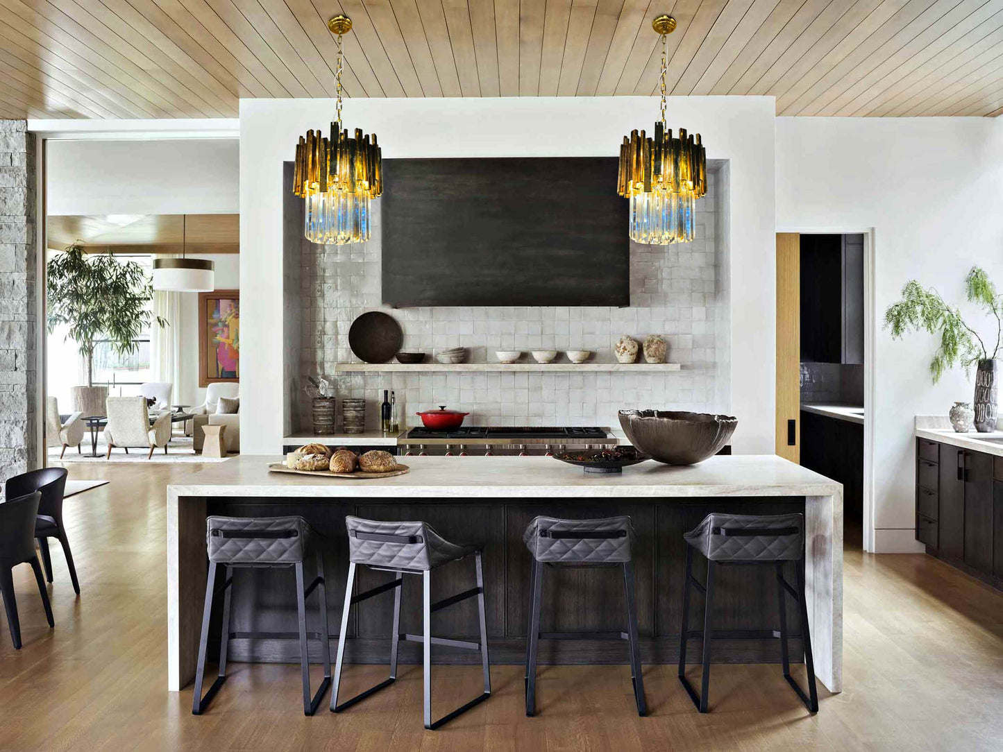 Luxury Chandelier 11" Wide Crystal LED 4-Light Pendant Light