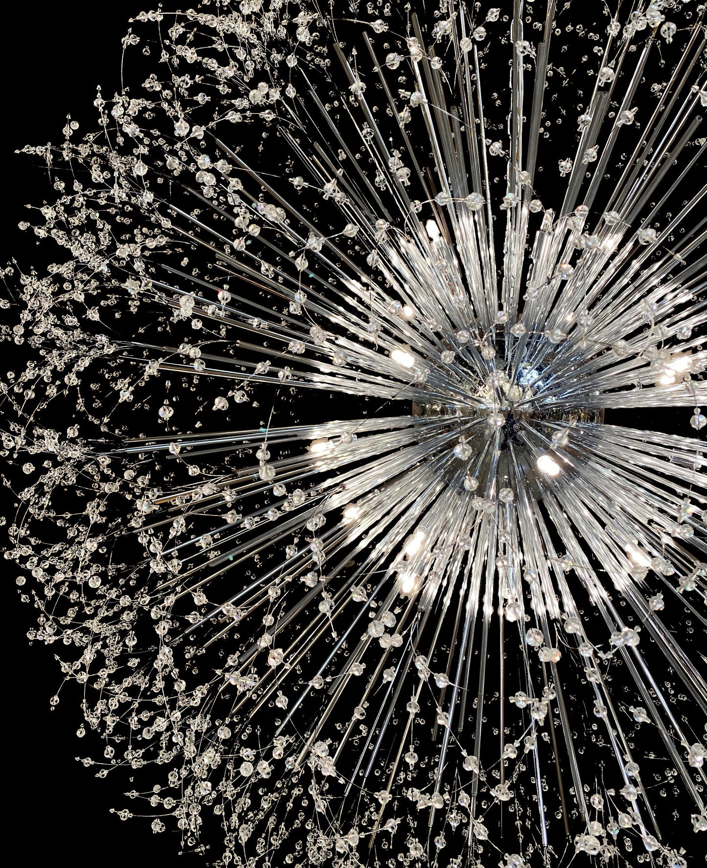 Crystal Starburst Chandelier 63" Wide Chrome Finish - Spot Light Inc