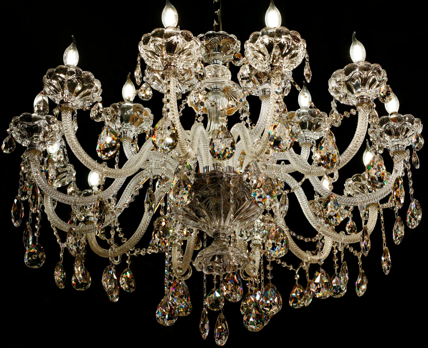 Crystal Chandelier 40" Wide 18-Lights Chrome