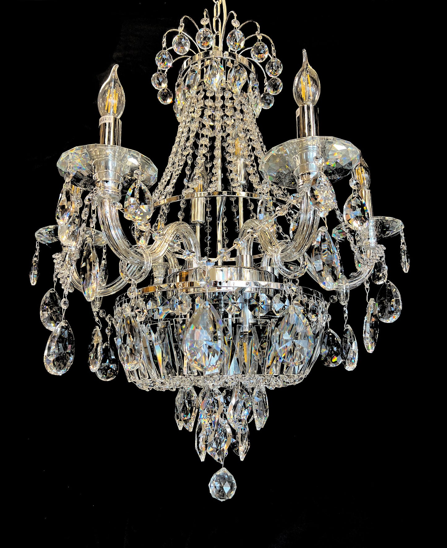 Chandelier 26" Wide Chrome 11- Lights Crystal Pendant Light - Spot Light Inc