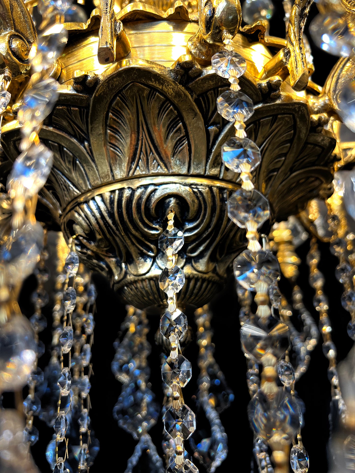 Handmade Brass 29"W Crystal Copper Chandelier