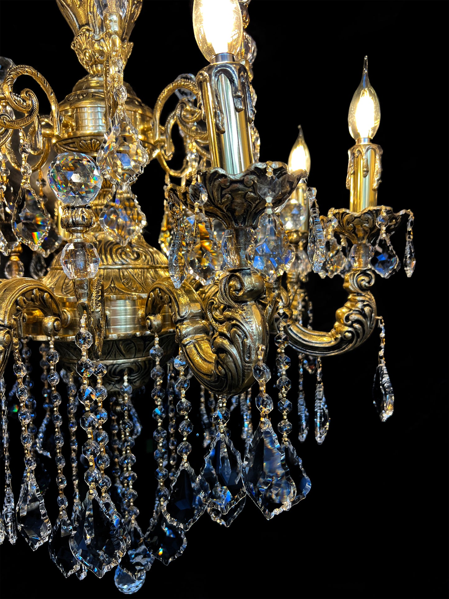Handmade Brass 29"W Crystal Copper Chandelier