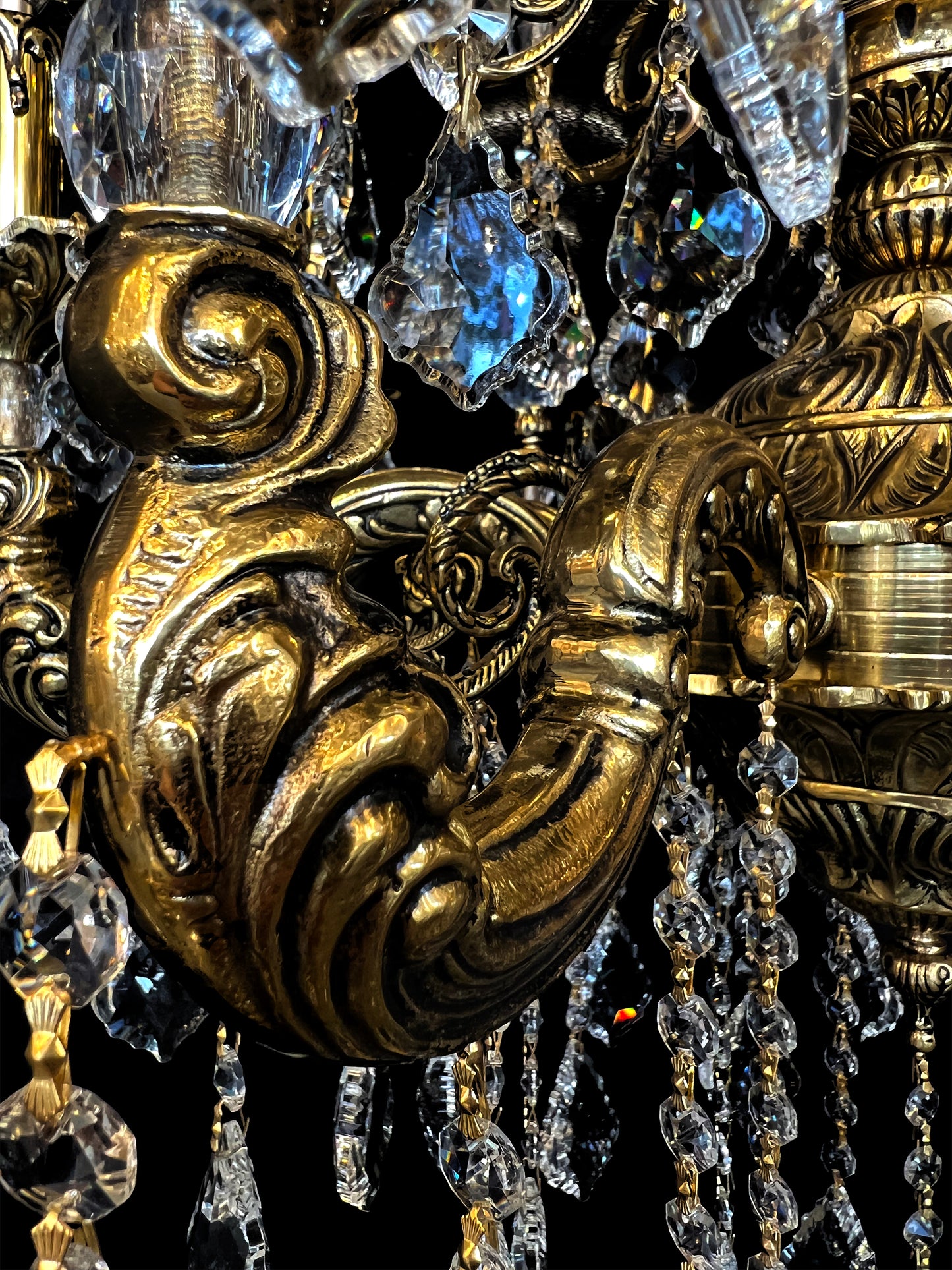 Handmade Brass 29"W Crystal Copper Chandelier