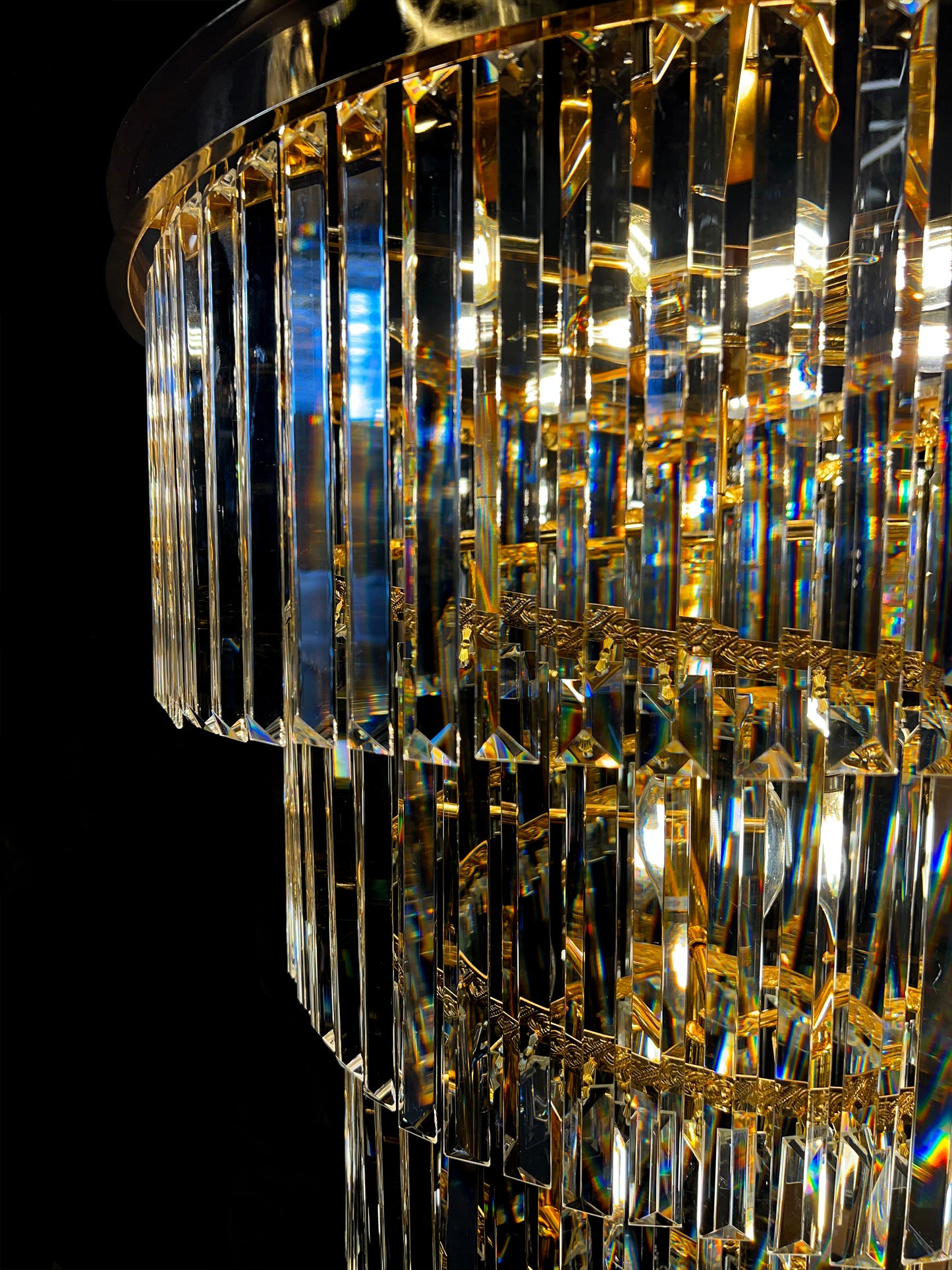 Chandelier 15- Lights Crystal 25.5" Wide Gold Finish