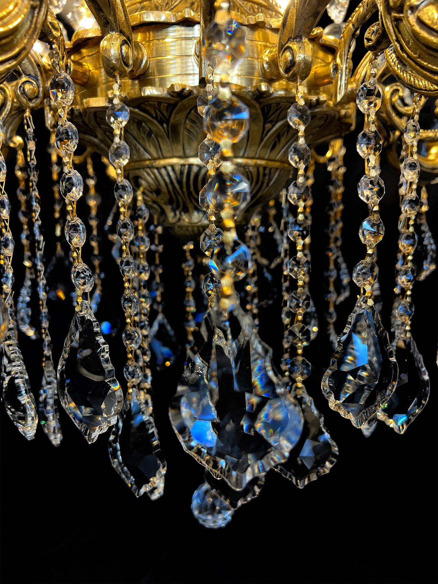 Handmade Brass 29"W Crystal Copper Chandelier