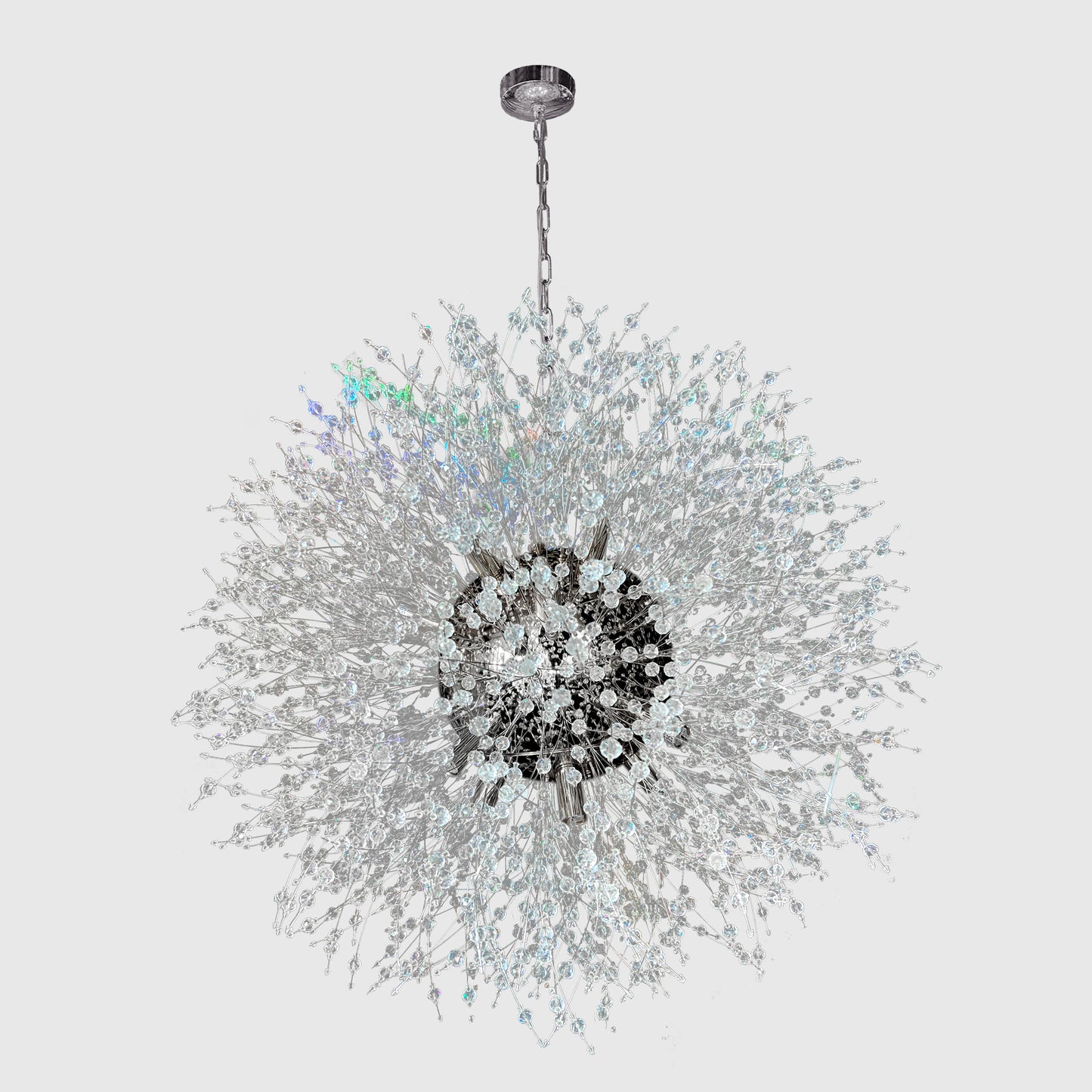 Starburst Chandelier Crystal Chandelier 24" Wide Silver Finish