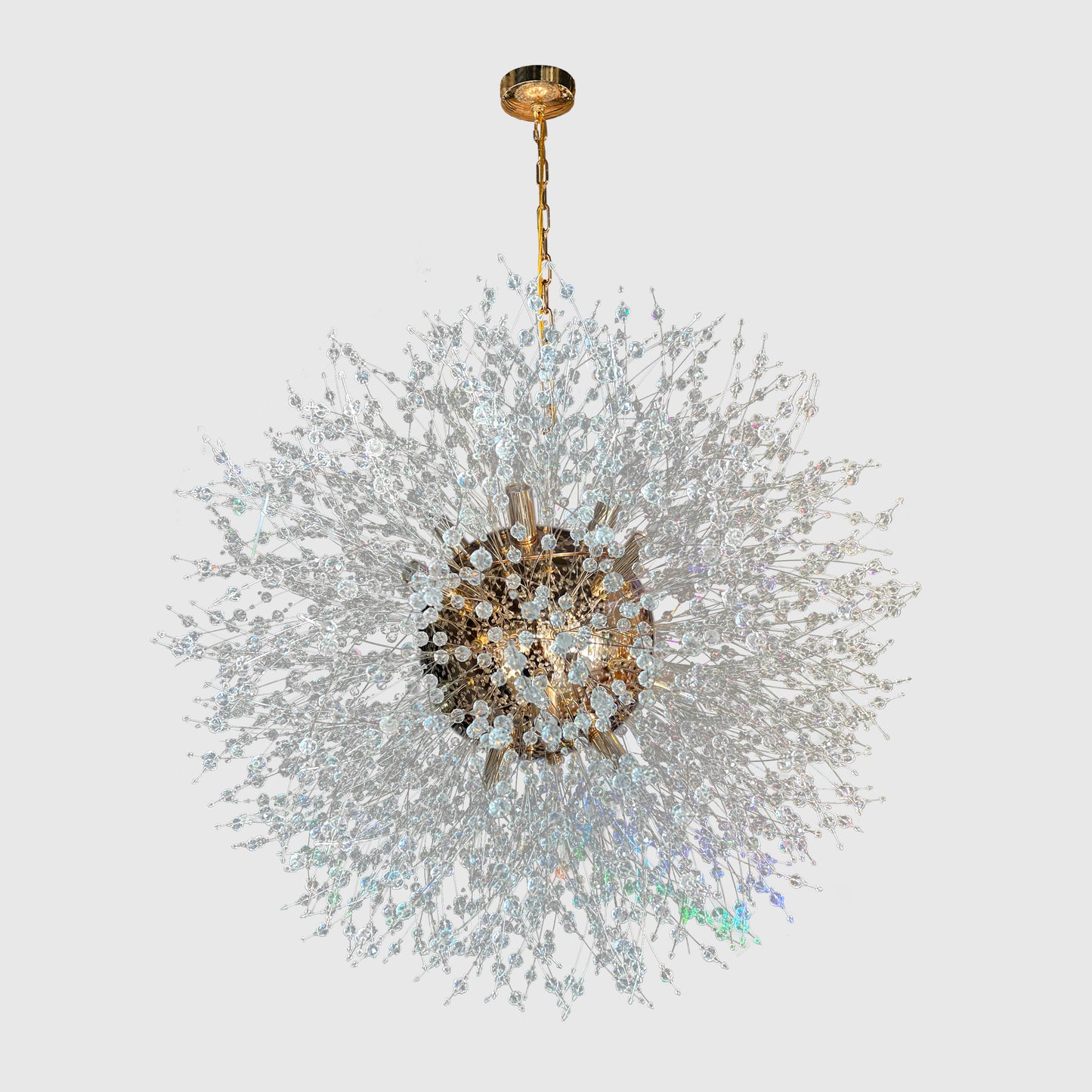 Crystal Chandelier 24" Wide Starburst Chandelier Gold Finish