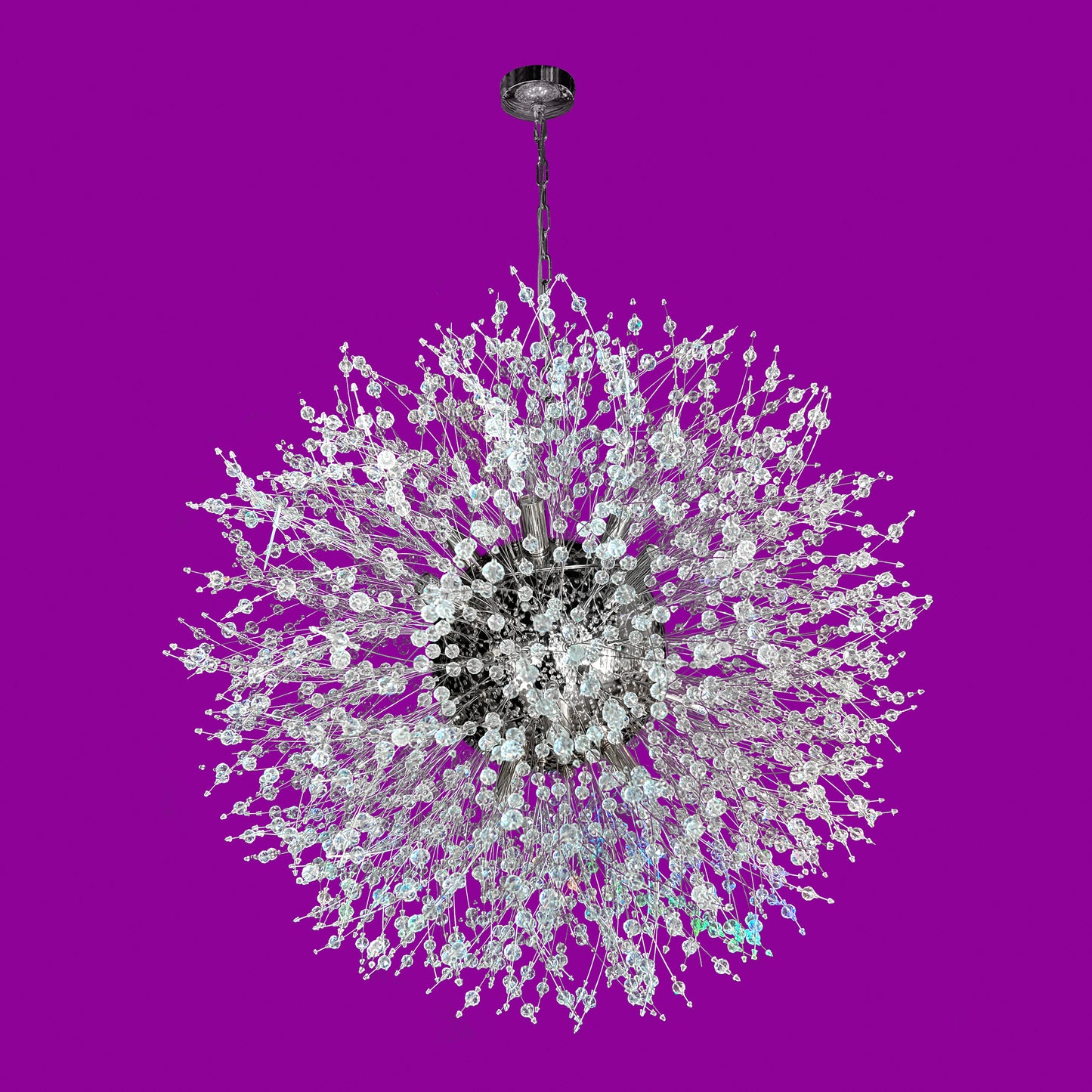 Starburst Chandelier Crystal Chandelier 24" Wide Silver Finish