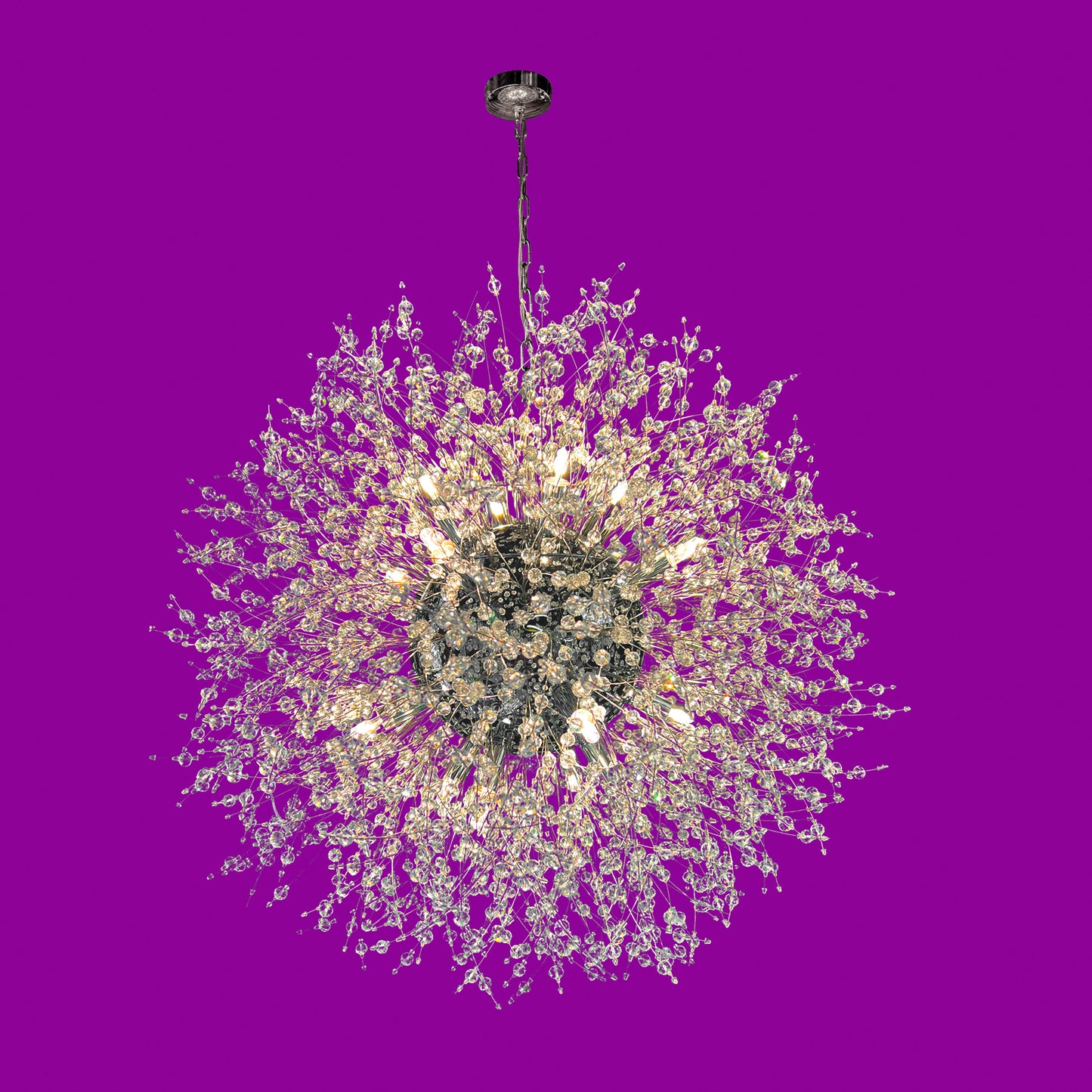 Starburst Chandelier Crystal Chandelier 24" Wide Silver Finish