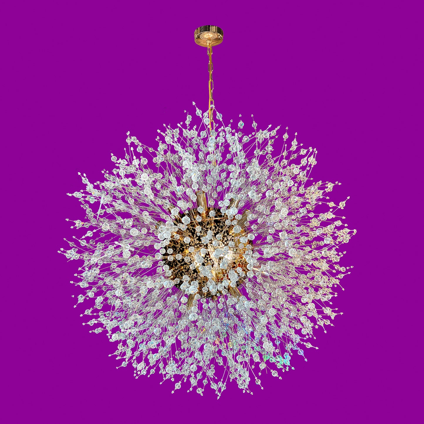 Crystal Chandelier 24" Wide Starburst Chandelier Gold Finish