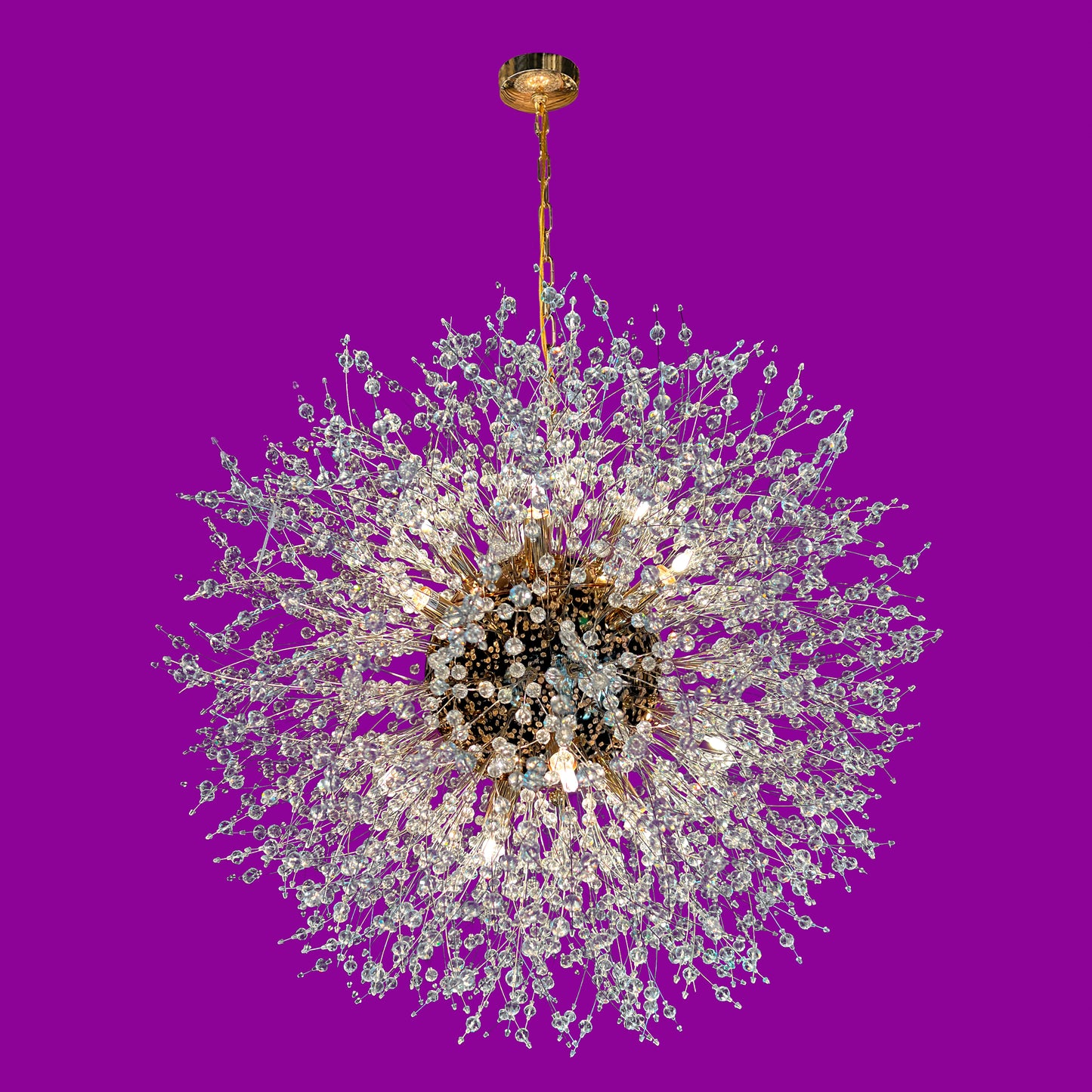 Crystal Chandelier 24" Wide Starburst Chandelier Gold Finish