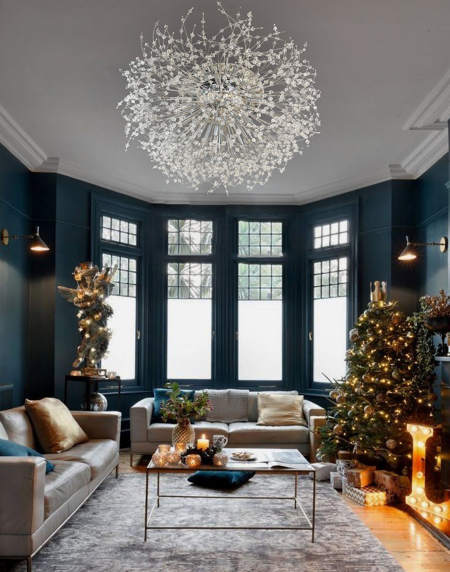 Starburst Chandelier Flush mount Ceiling Light Crystal Chandelier - Spot Light Inc