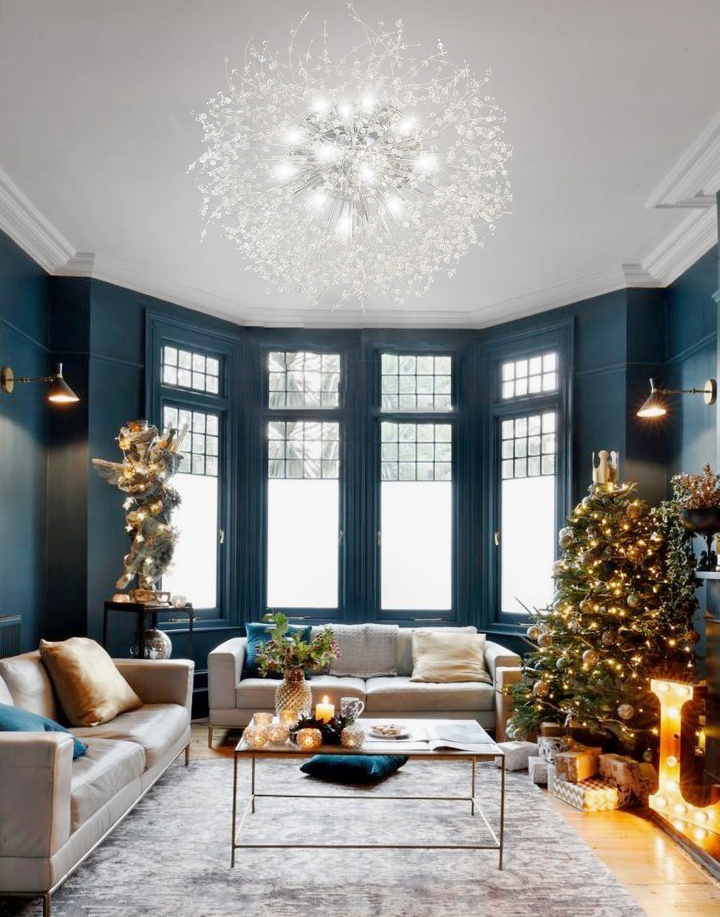Starburst Chandelier Flush mount Ceiling Light Crystal Chandelier - Spot Light Inc