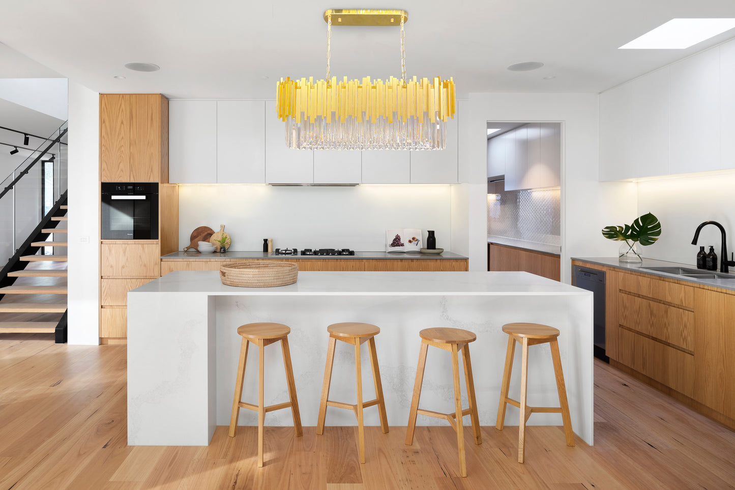Luxury Chandelier 32" Wide Gold 8-Light Crystal Kitchen Island