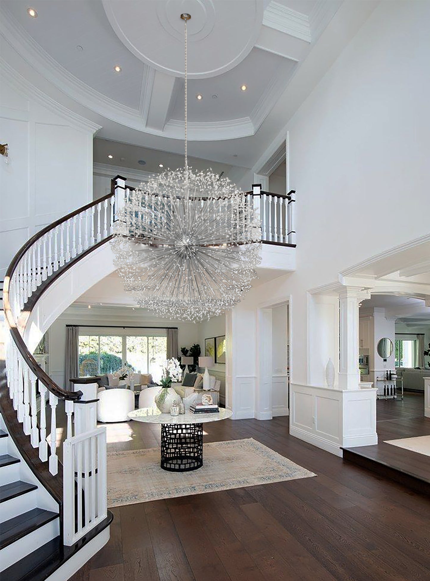 Crystal Starburst Chandelier 63" Wide Chrome Finish