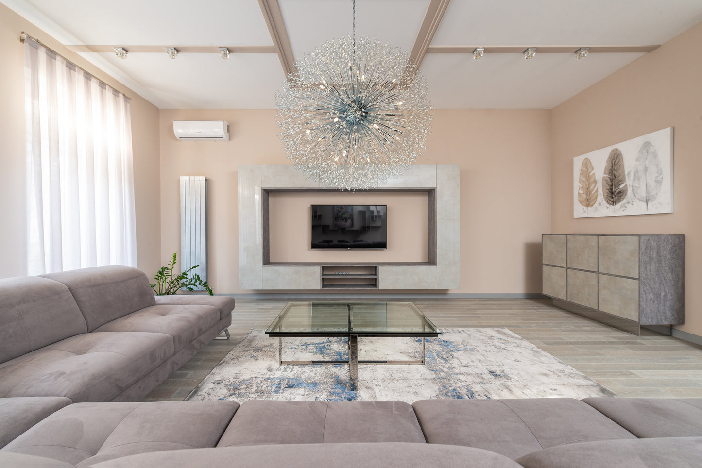 Starburst Chandelier 47" wide Crystal Chandelier