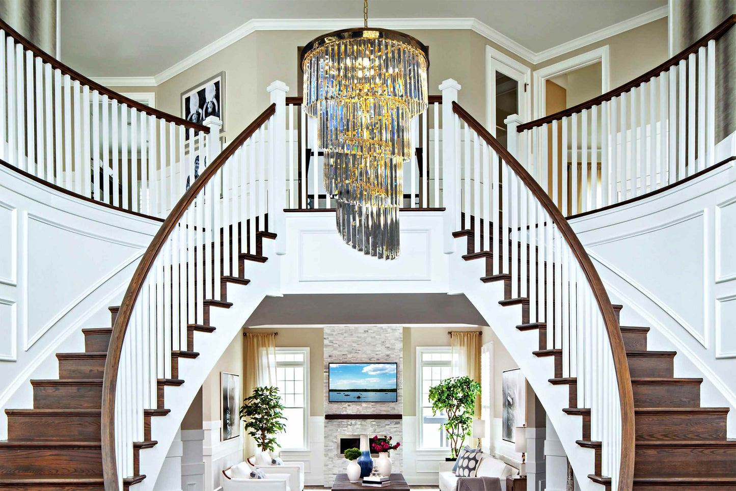 Chandelier 15- Lights Crystal 25.5" Wide Gold Finish